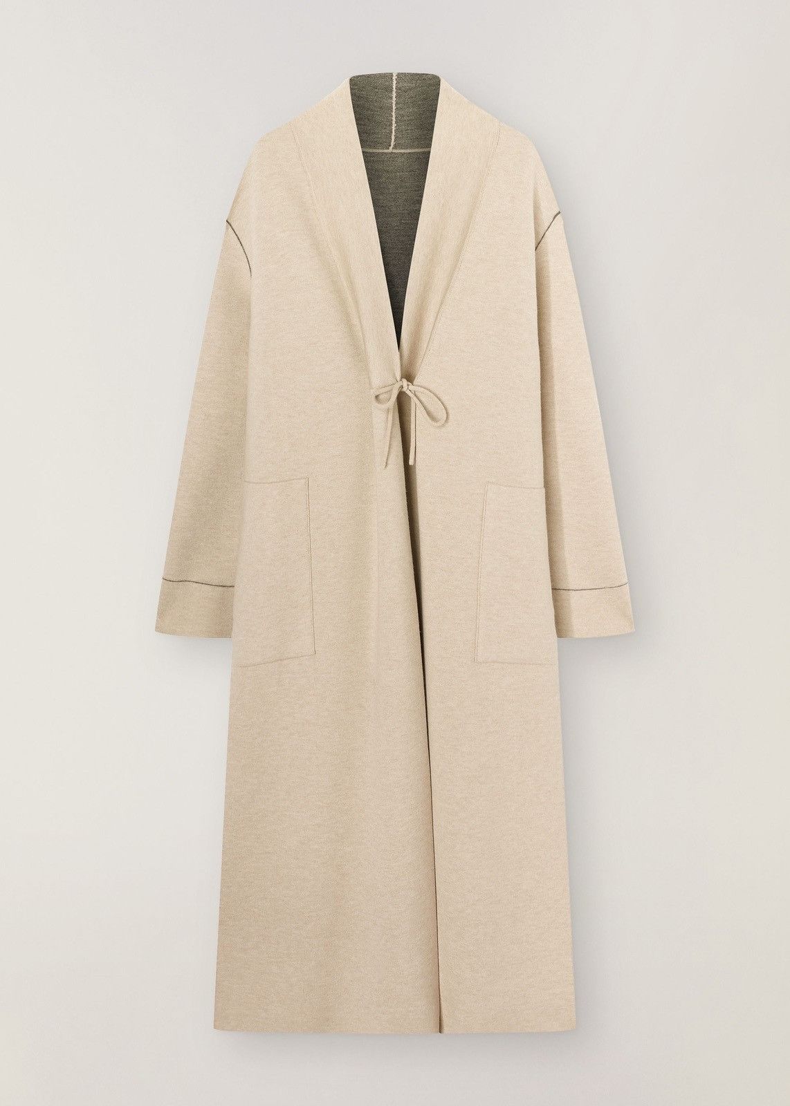 image of Loro Piana O1Loc1C0124 Long Dressing Gown Coat In Ivory Grey, Women's (Size XL)