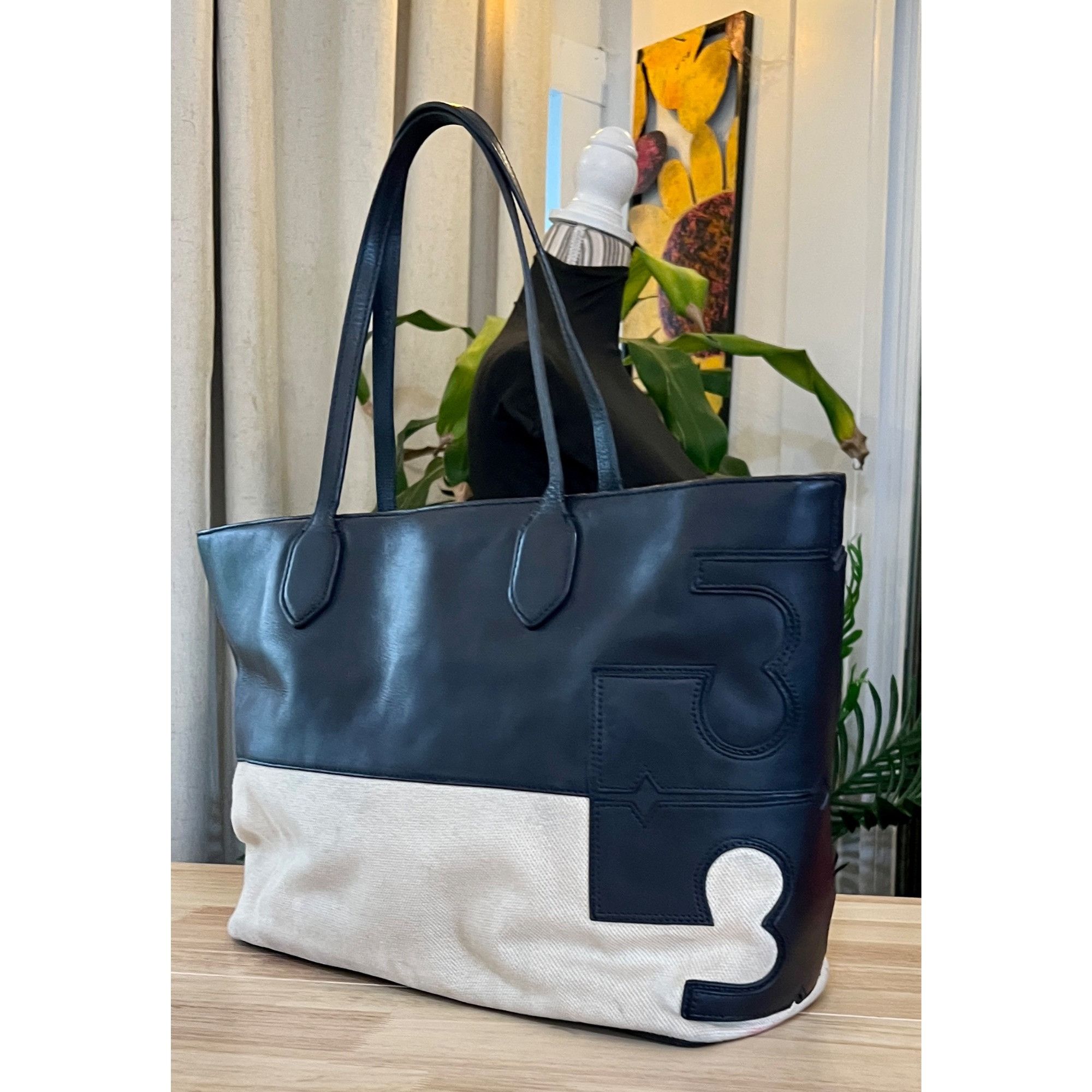 Tory Burch TORY BURCH Blue and Canvas East West Tote Size ONE SIZE - 5 Thumbnail