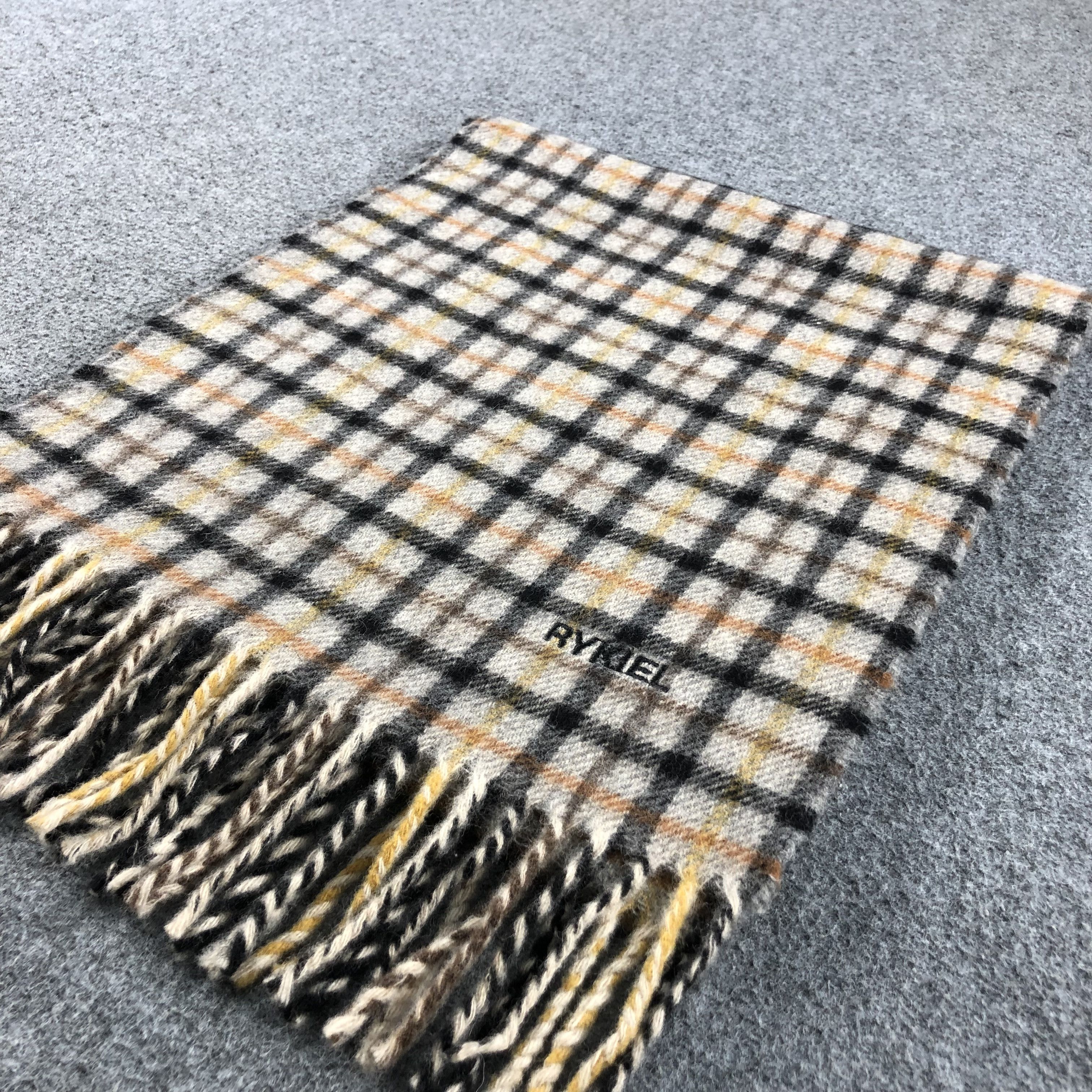 Sonia Rykiel Rykiel Homme Gingham Wool Scarf Muffler V682 Size ONE SIZE - 3 Thumbnail
