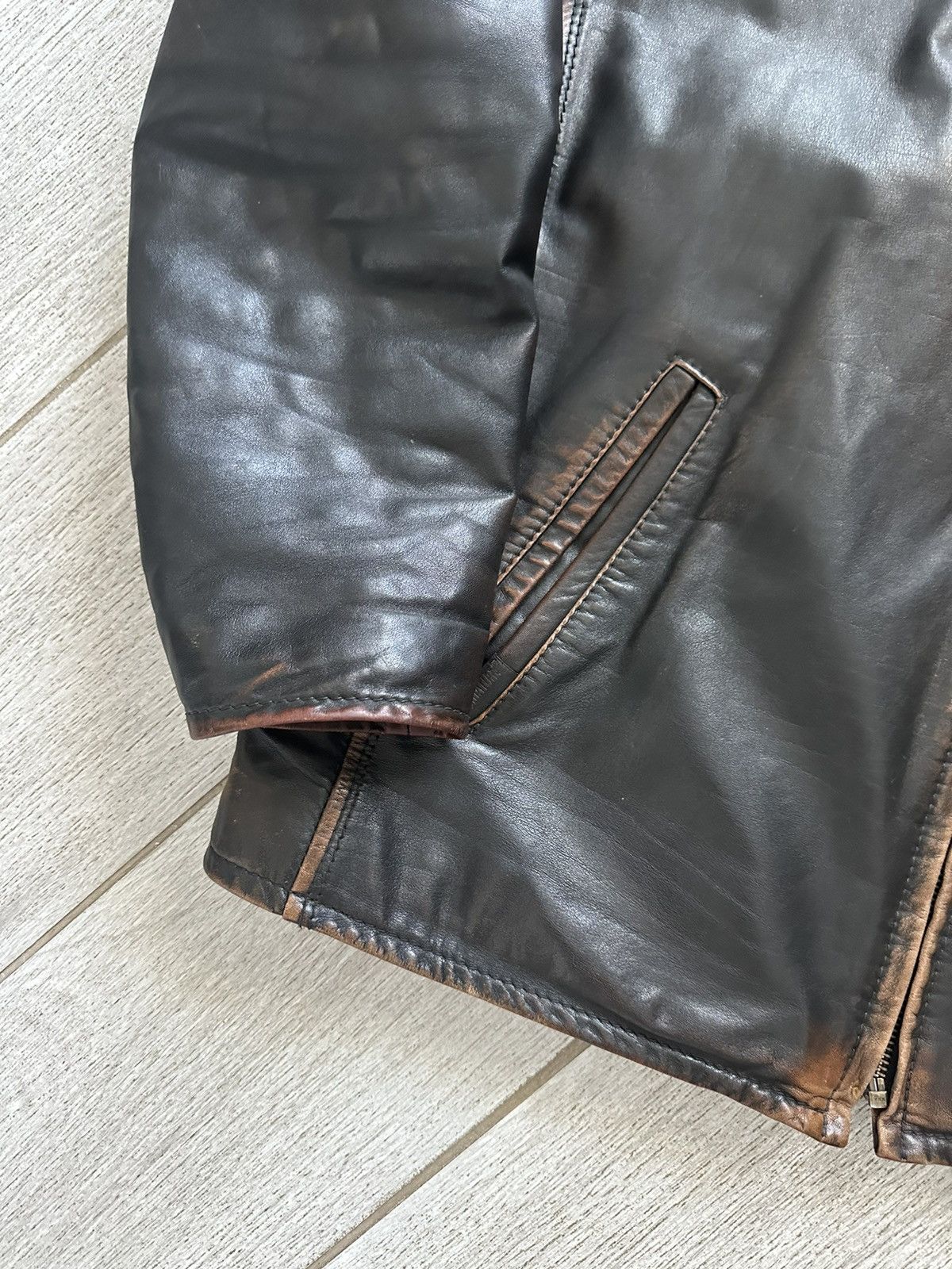 Other Vintage Y2K Classic Oversized Brown Washed Leather Jacket Size US XL / EU 56 / 4 - 6 Thumbnail