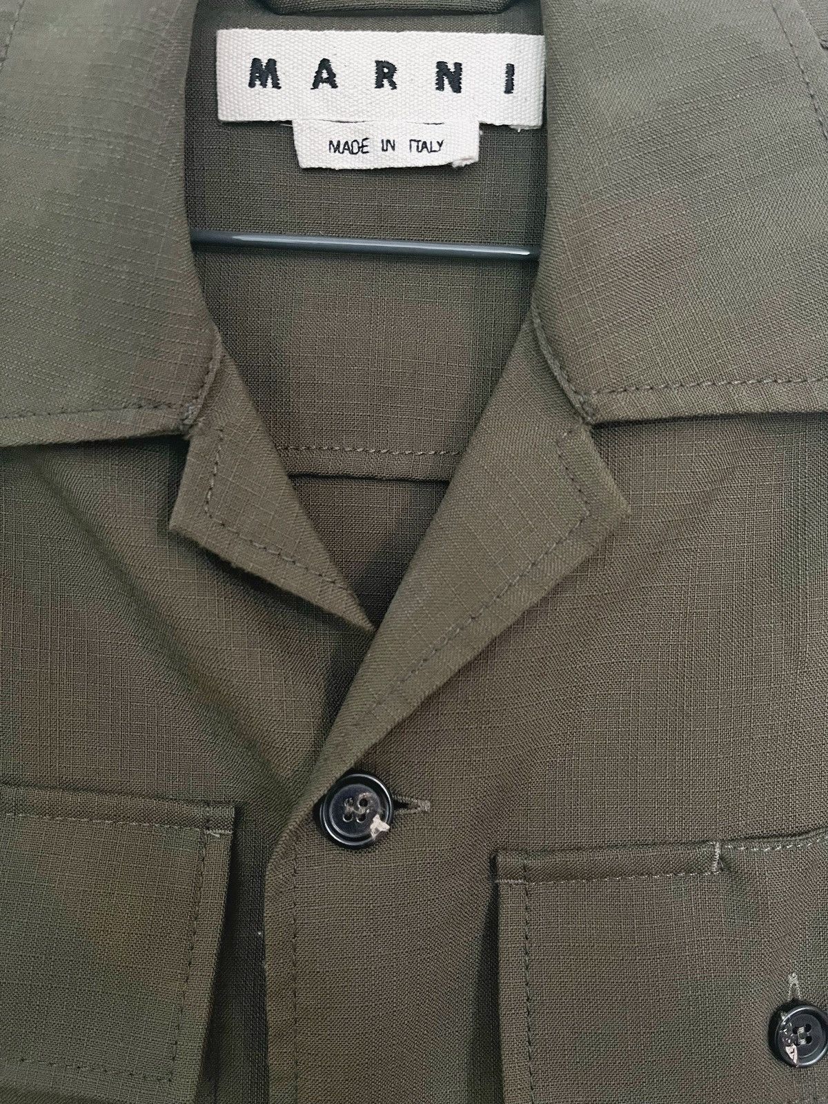 Marni Marni Olive Virgin Wool Ripstop Utility Shirt 48 Italy Size US S / EU 44-46 / 1 - 5 Thumbnail