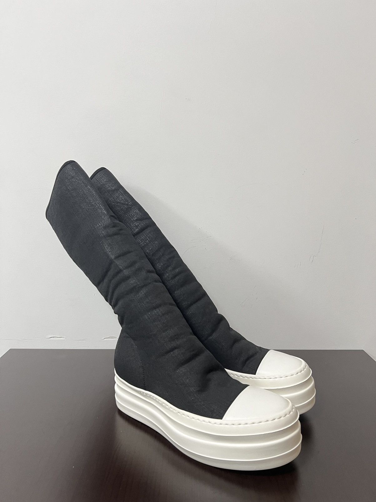 Rick Owens Drkshdw Rick owens waxed double bumper sock sneakers sz35 Size US 5 / IT 35 - 5 Thumbnail