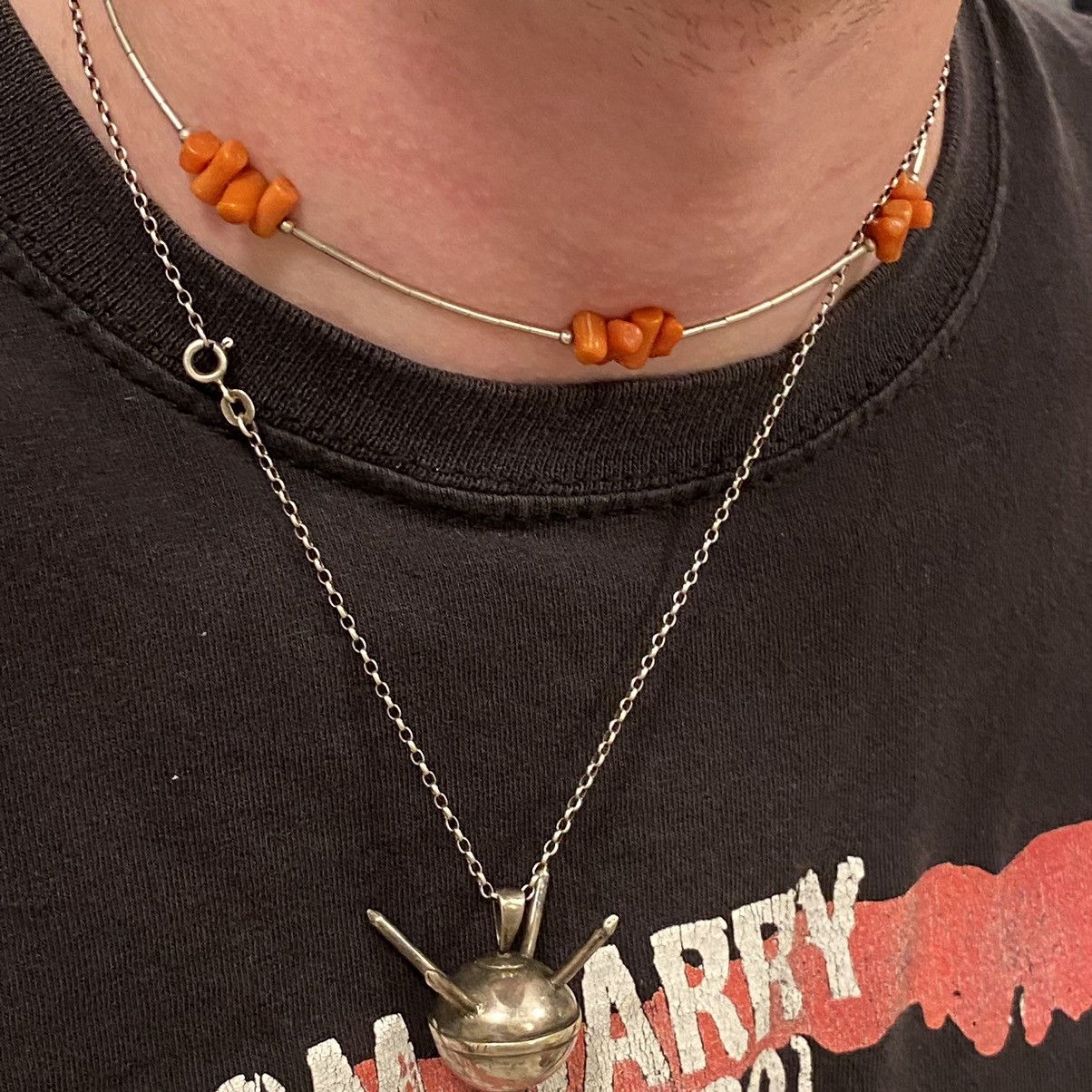 Kapital × Vintage Vtg 60s 70s Navajo Sterling Silver Coral Liquid Silver Chain Size ONE SIZE - 7 Thumbnail