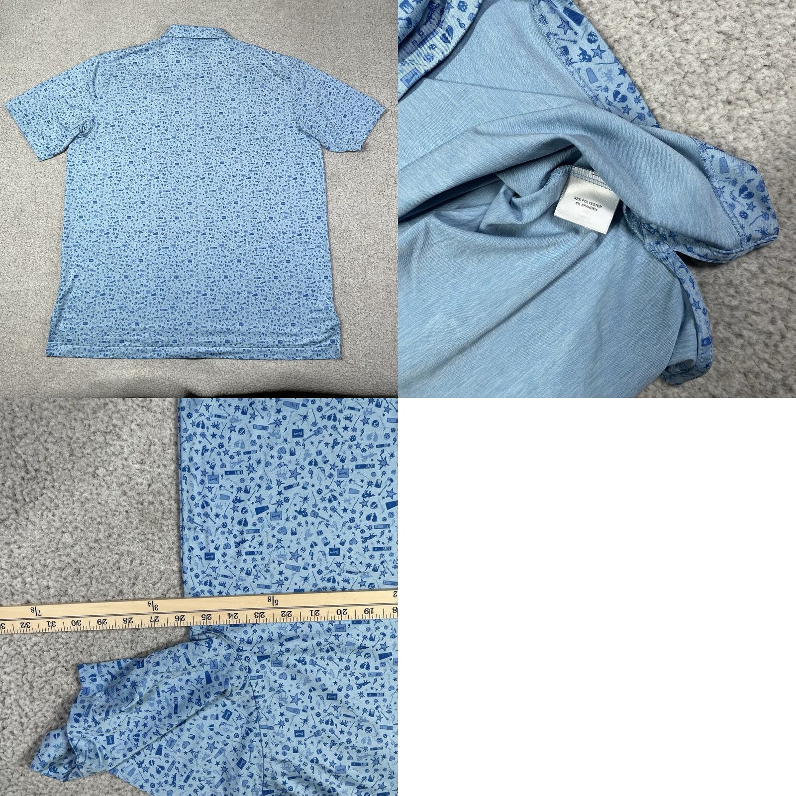 Peter Millar Peter Millar Polo Shirt Men XL All Over Print Summer Comfort Performance Haig Blue Geometric Logo Embroidered Classic Beach Golf Shirt Mens XL Polo Size US XL / EU 56 / 4 - 8 Thumbnail