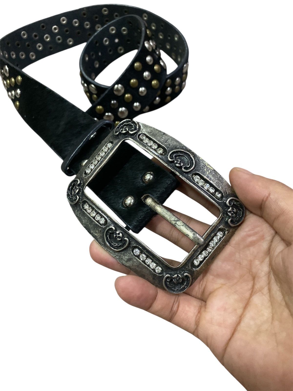If Six Was Nine Black fur full studded punk belt Size ONE SIZE - 4 Thumbnail