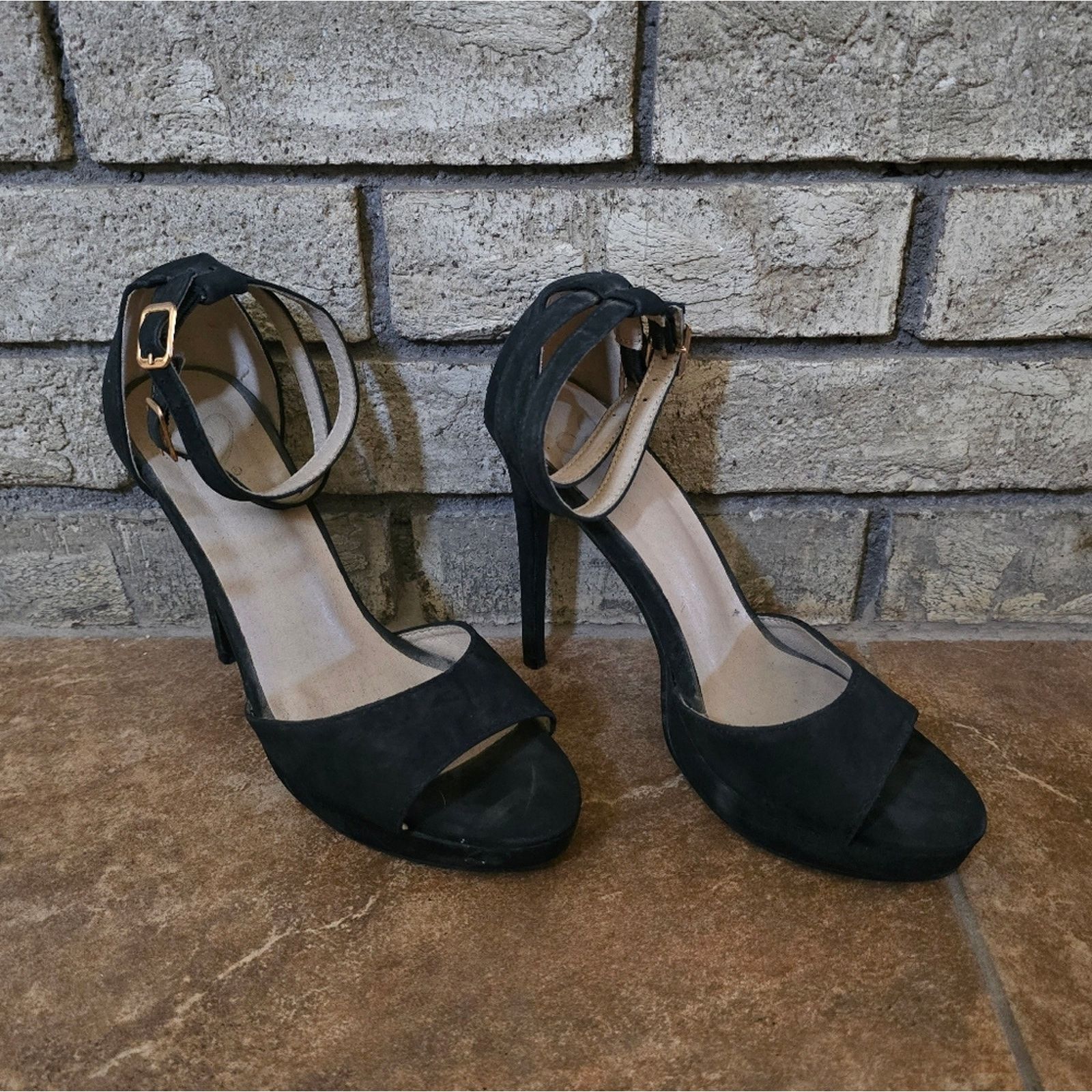 Other Black | WINDSOR | Double Strapped Heels Size US 7 / IT 37 - 2 Thumbnail