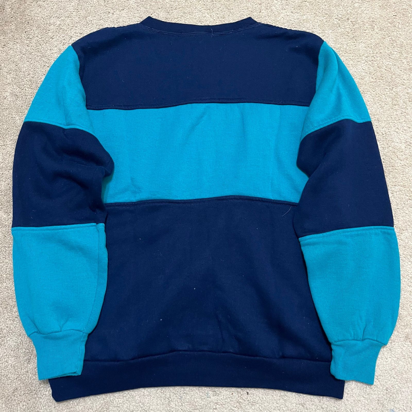 Dunlop Vintage Dunlop Turquoise/Navy Striped Crewneck Sweatshirt L Size US L / EU 52-54 / 3 - 3 Thumbnail