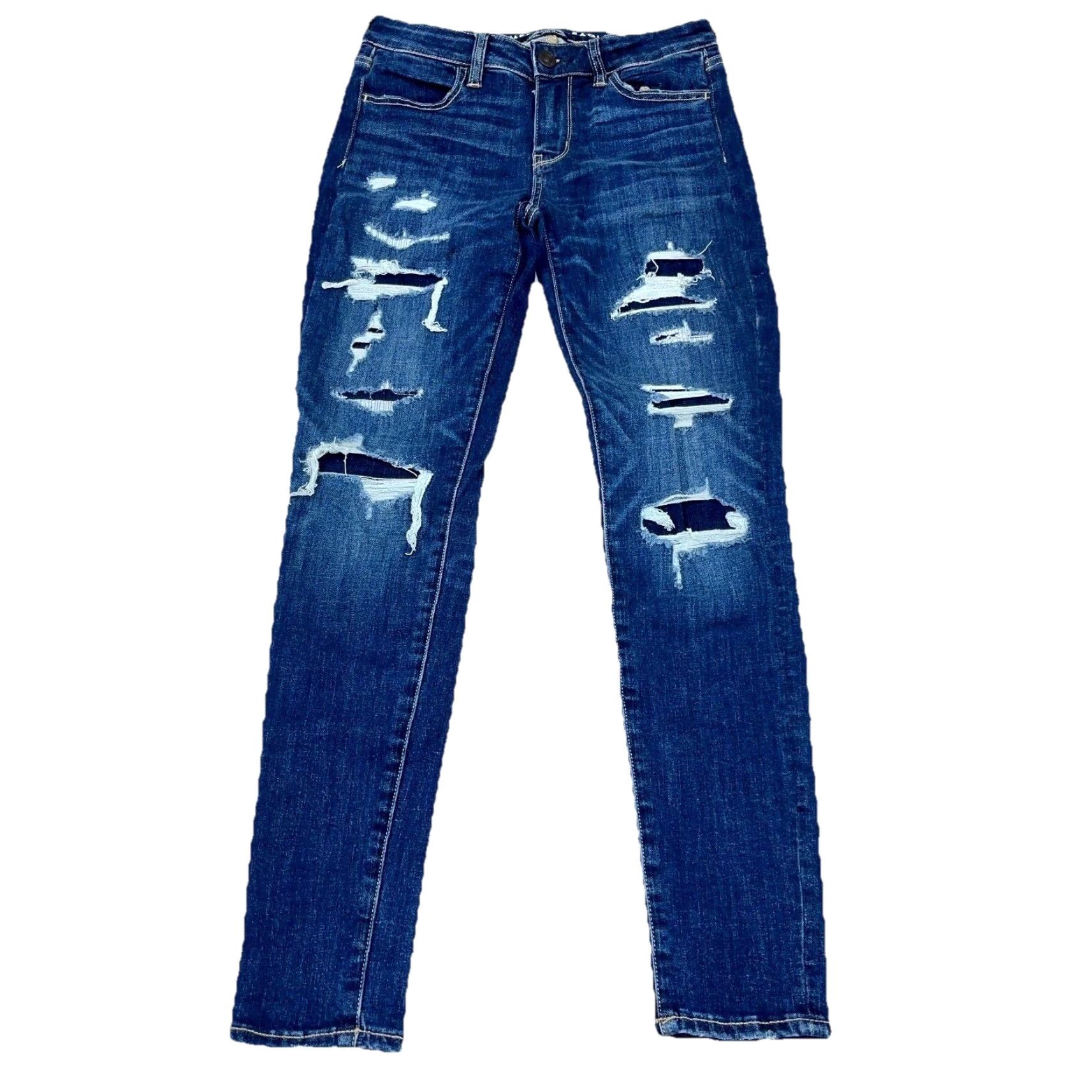 American Eagle Outfitters American Eagle Outfitters Jeans Jegging Women's size 4 Dark Wash Distressed Pockets 5-Pocket Stretch Mid Rise Blue Jeans A93 Size 27" / US 4 / IT 40 - 2 Thumbnail