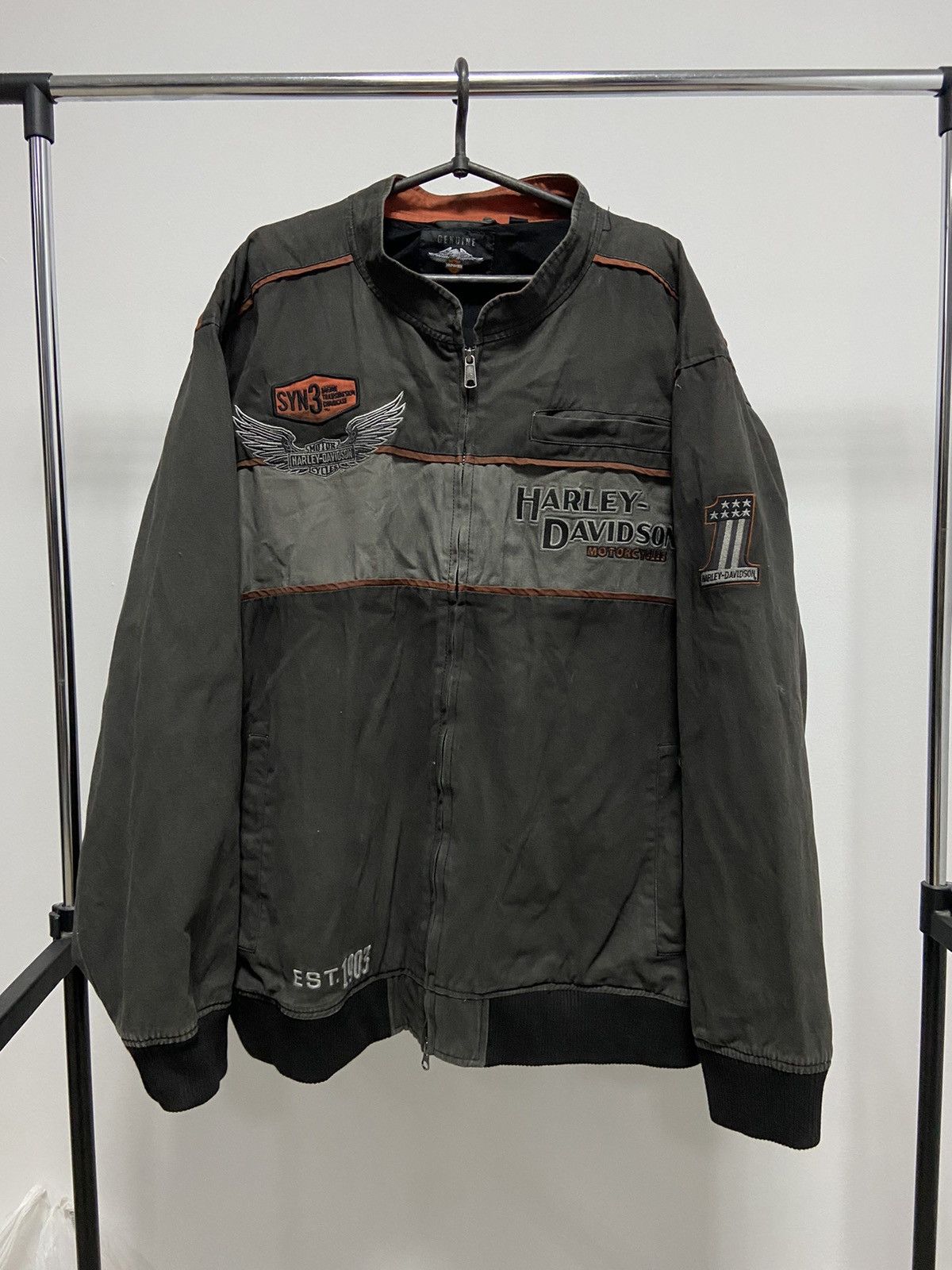Harley Davidson × Vintage Harley Davidson Moto Racing Jacket Big Logo Vintage Size US XXL / EU 58 / 5 - 2 Thumbnail