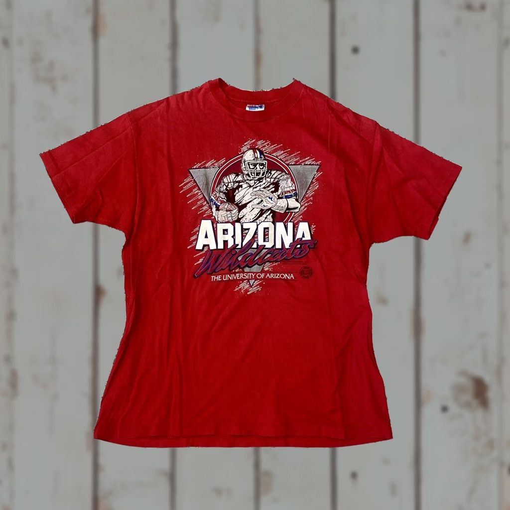 Hanes VINTAGE 90s Arizona Wildcats Football T-Shirt XL Red Mens Short Sleeve Hanes Graphic Print Size US XL / EU 56 / 4 - 1 Thumbnail