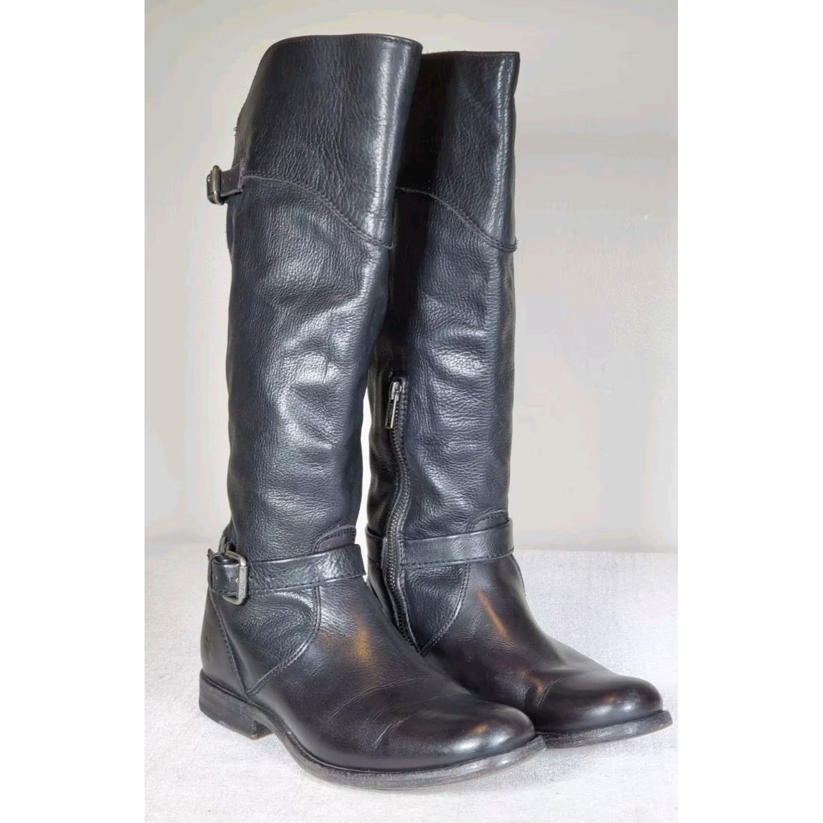 Frye FRYE Phillip Riding Boots Knee High Tall Black Leather Women's US 8.5 B Boots, Riding, Leather, Knee High, Black, Zap? Size US 9 / IT 39 - 2 Thumbnail