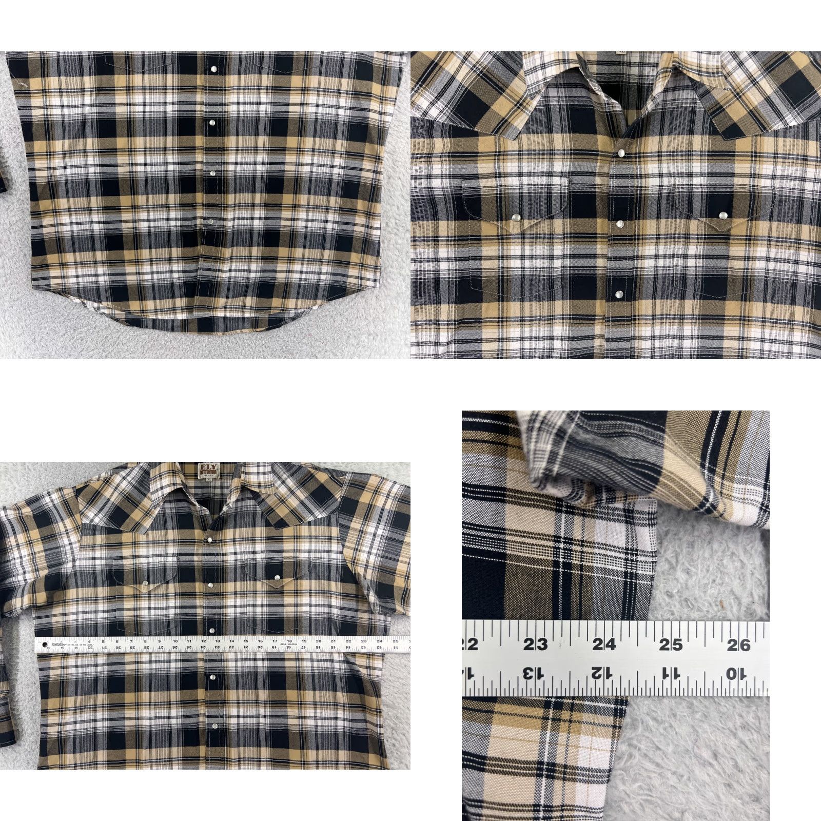 Vintage Ely Cattleman Shirt Mens XL Black Beige Plaid Pearl Snap Western Cotton Button-Up Cowboy Size US XL / EU 56 / 4 - 8 Thumbnail