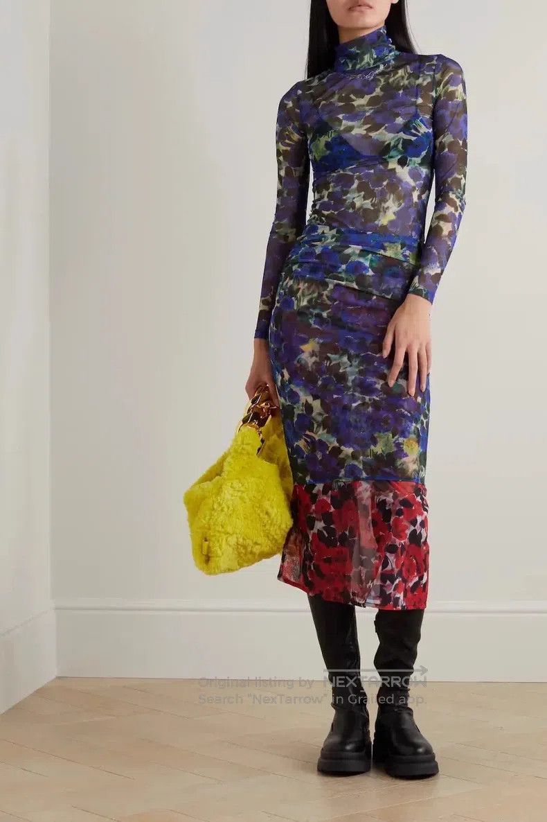 Dries Van Noten Dries Van Noten Blue Floral Sheer Top Size M / US 6-8 / IT 42-44 - 1 Thumbnail