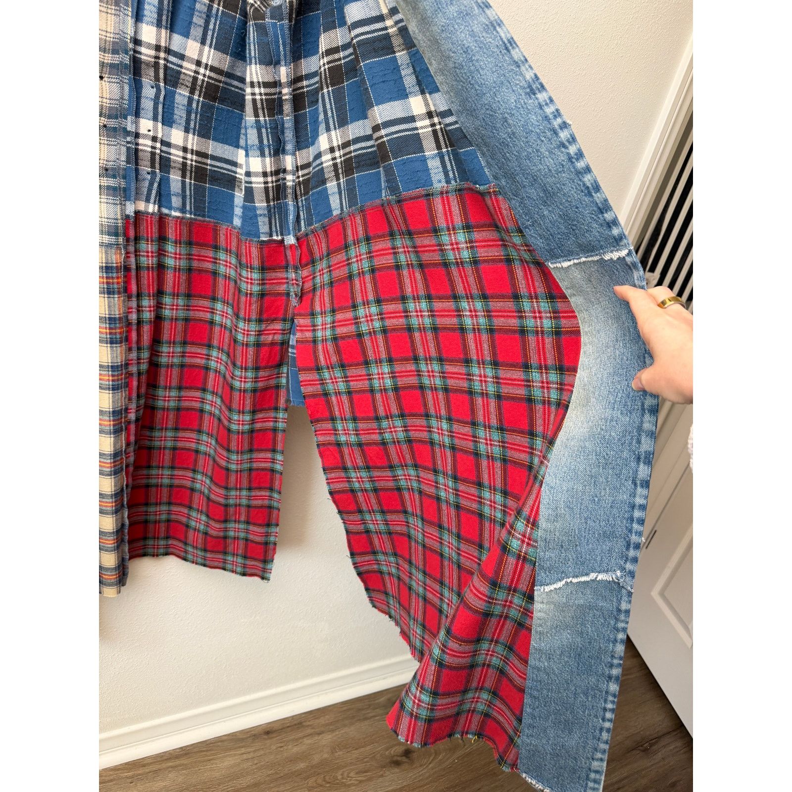 Greg Lauren NWOT Greg Lauren Denim Studio Patchwork Plaid Kimono Coat S Size S / US 4 / IT 40 - 10 Thumbnail