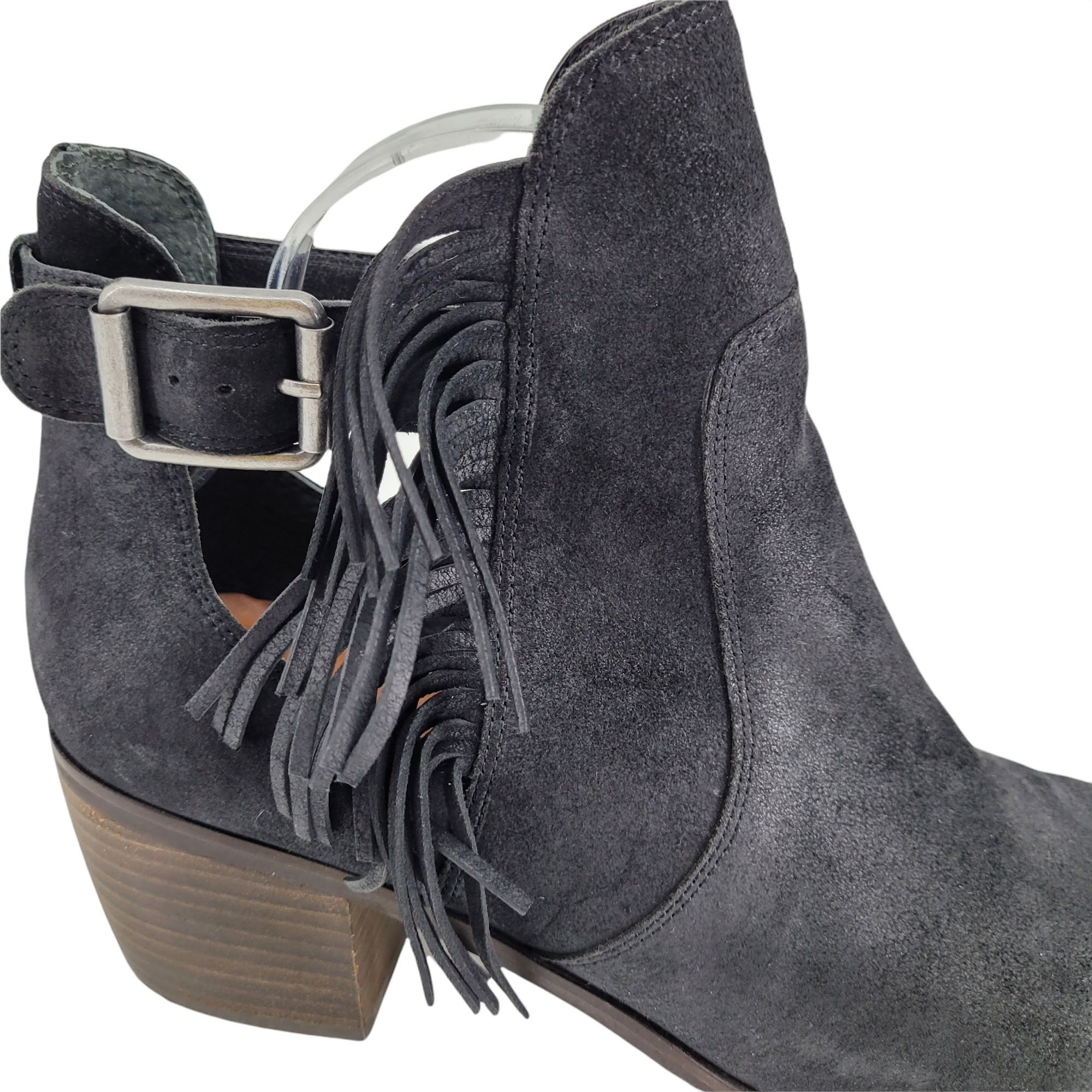 Lucky Brand Lucky Brand Makenna Leather Fringe Ankle Bootie Sz 10 Black Size US 10 / IT 40 - 1 Thumbnail