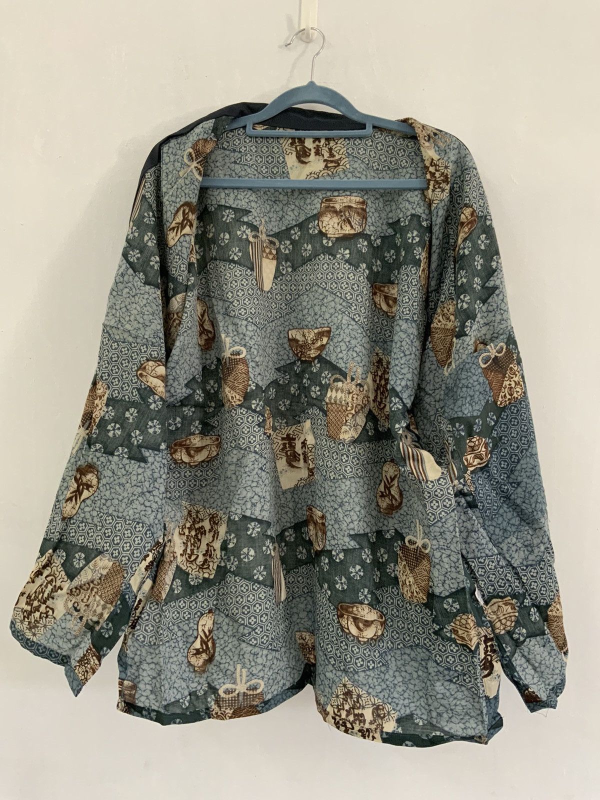 Japanese Brand Vintage Indigo Floral Art Kimono Classic Japan Size US XL / EU 56 / 4 - 7 Thumbnail