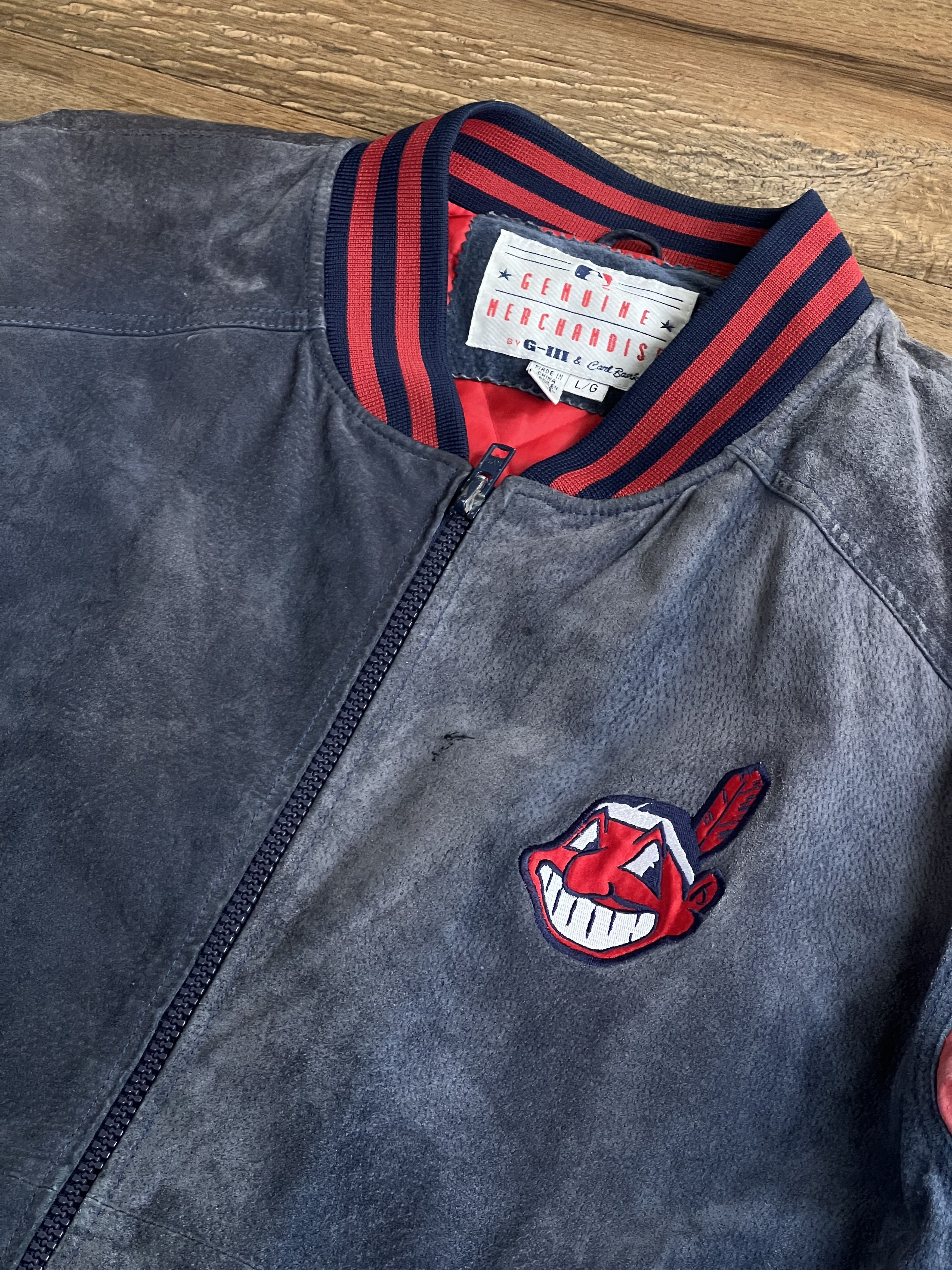 G-III Cleveland Indians 1990's Suede Leather Jacket Sz L Size US L / EU 52-54 / 3 - 2 Thumbnail