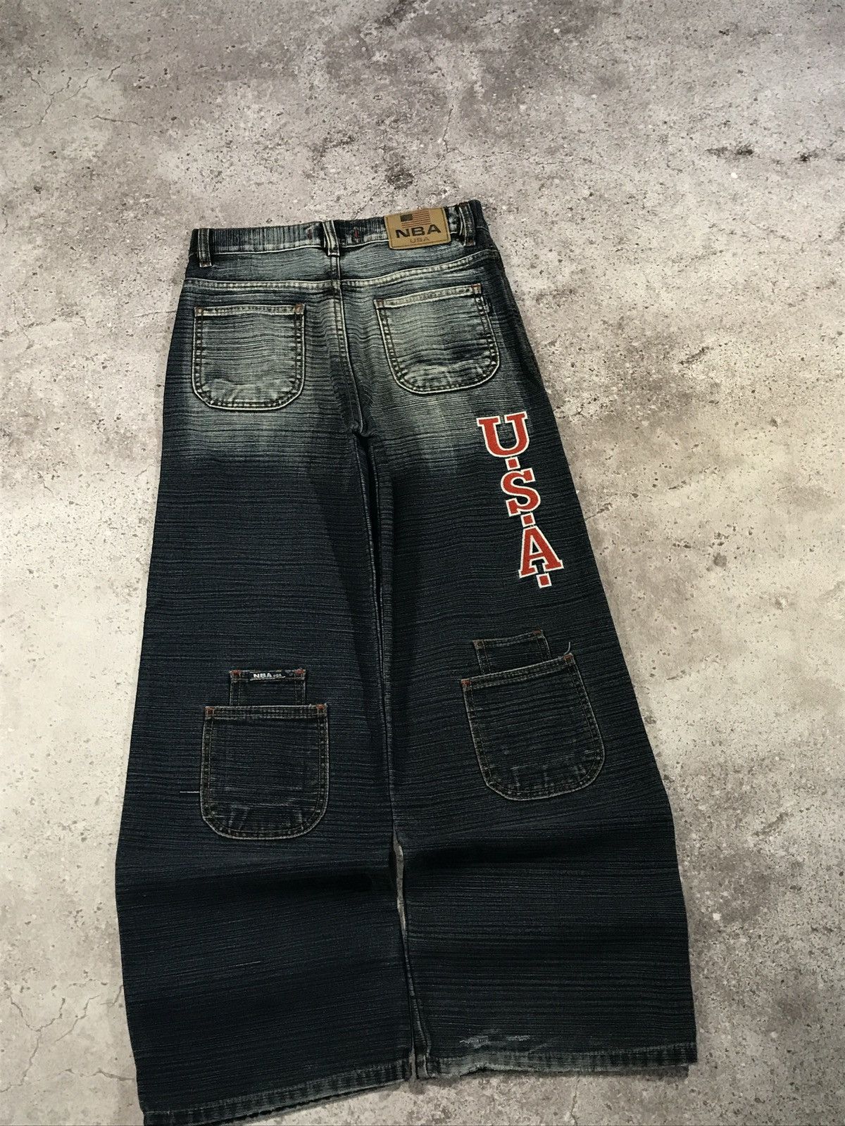 NBA Vintage Y2K Jeans NBA USA Embroiled Logo Blue 26 Size 27" / US 4 / IT 40 - 2 Thumbnail