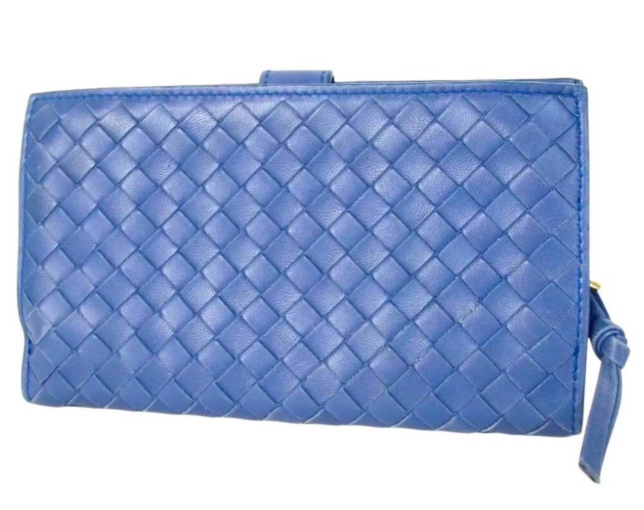 Bottega Veneta Intrecciato Leather Wallet Blue Handmade