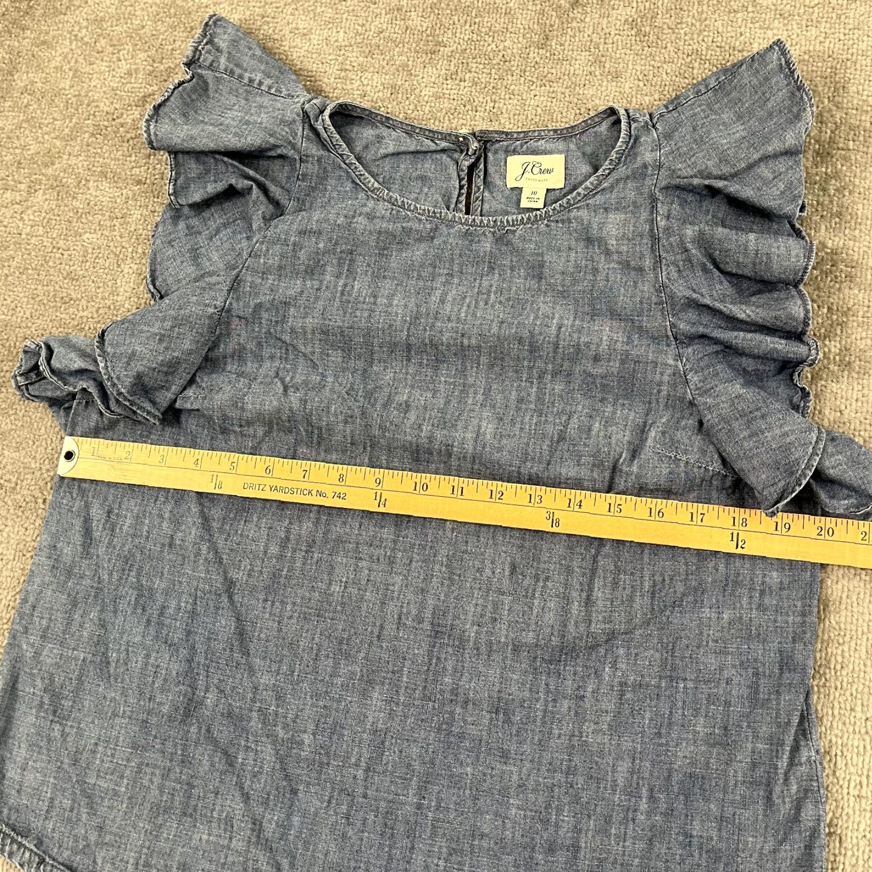 J.Crew VINTAGE J.CREW Blouse Top Womens Size 10 Chambray Casual Short Sleeve Crew Neck Shirt Size L / US 10 / IT 46 - 4 Thumbnail