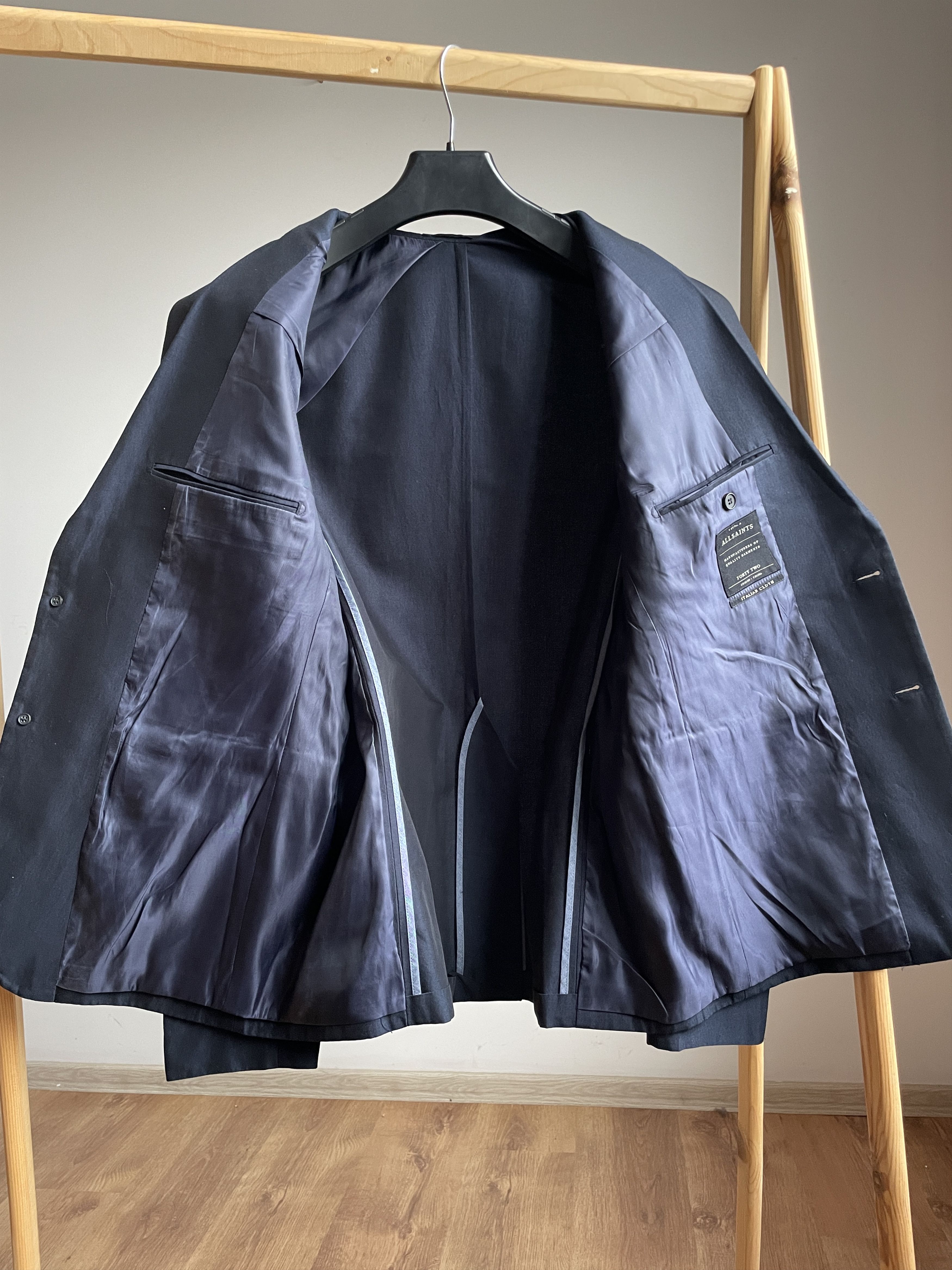 Allsaints Allsaints Unlined Cotton Navy Javal Blazer Size UK/US 42 Size 42R - 3 Thumbnail