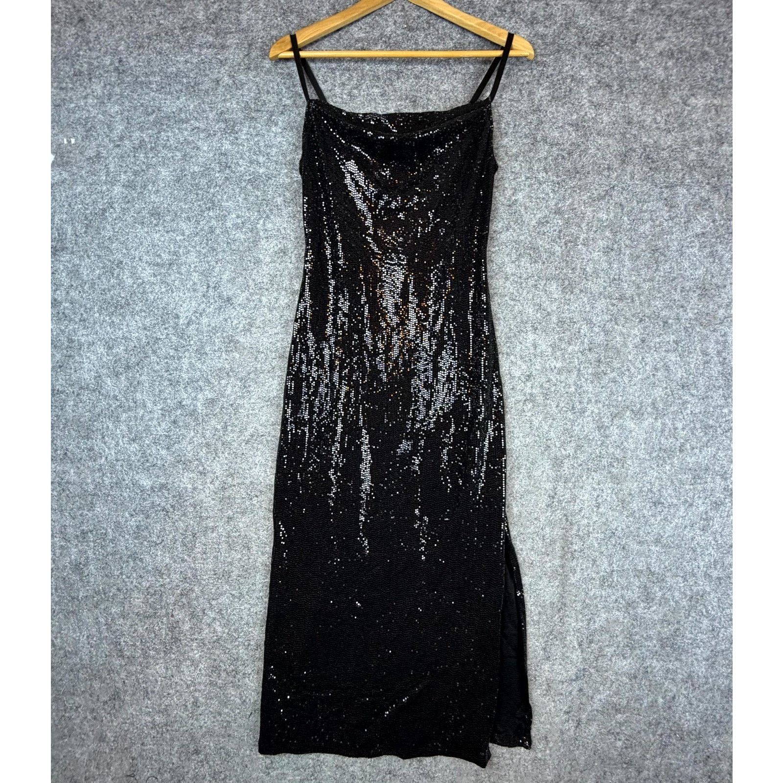 bebe sequin dress black Sequin Feather Gown main image 0