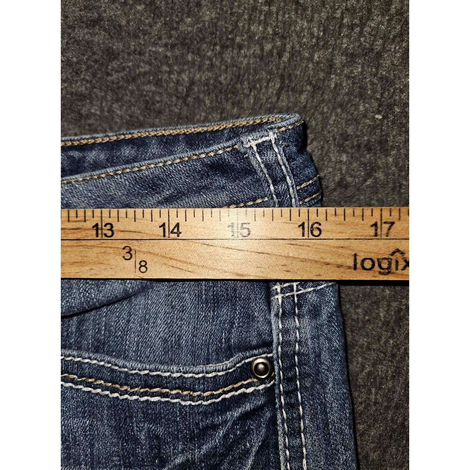 Vintage Earl Jean Bermuda Shorts Womens 6 Blue Cuffed Denim Embroidered Pockets Stretch Size 28" / US 6 / IT 42 - 3 Thumbnail
