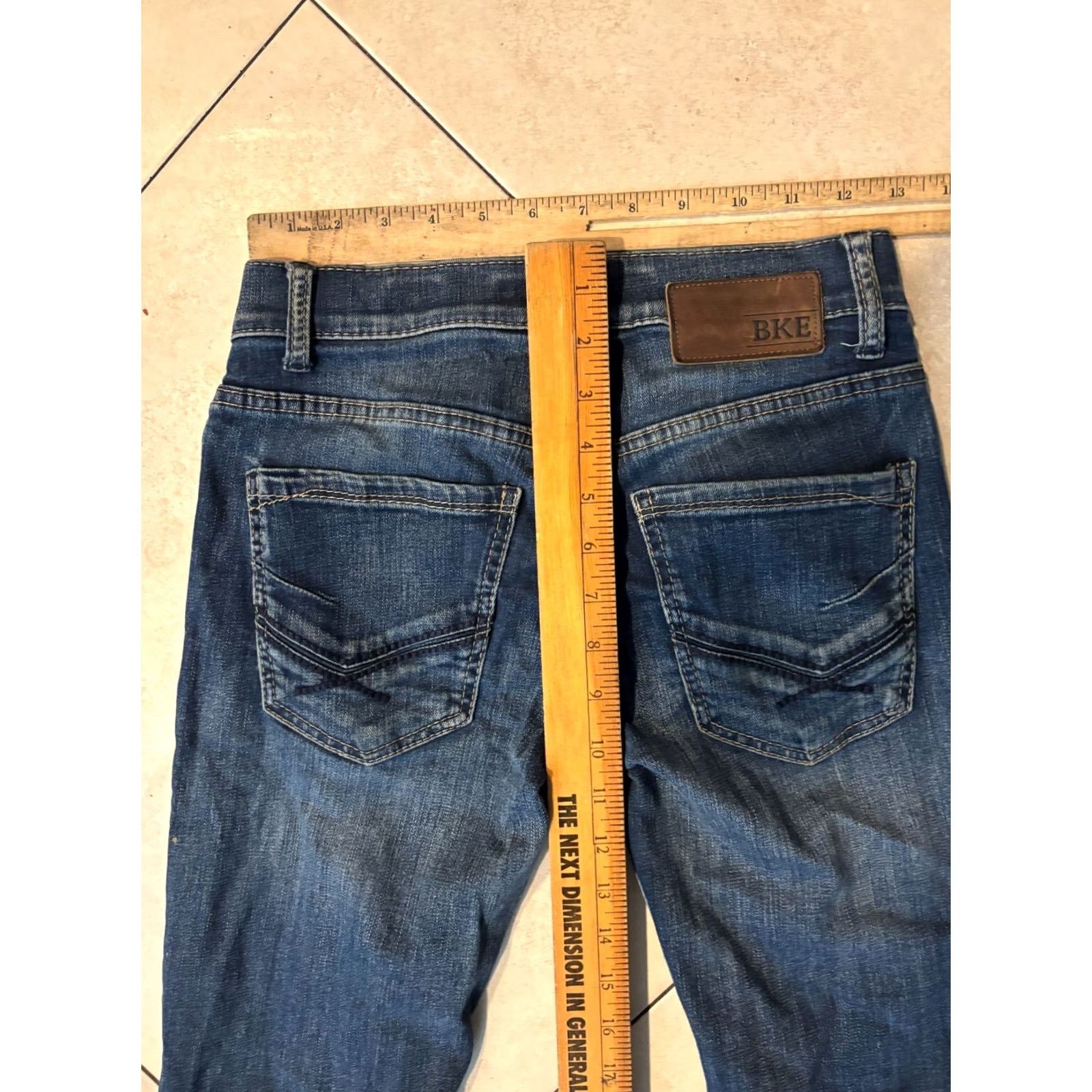 Vintage Buckle BKE Aiden Jeans Mens 26R Dark Wash Denim 5-Pocket Straight Distressed Western Modern Buckle Brand Buckle Bke Mens Jeans 26 Dark Blue Size US 26 / EU 42 - 7 Thumbnail