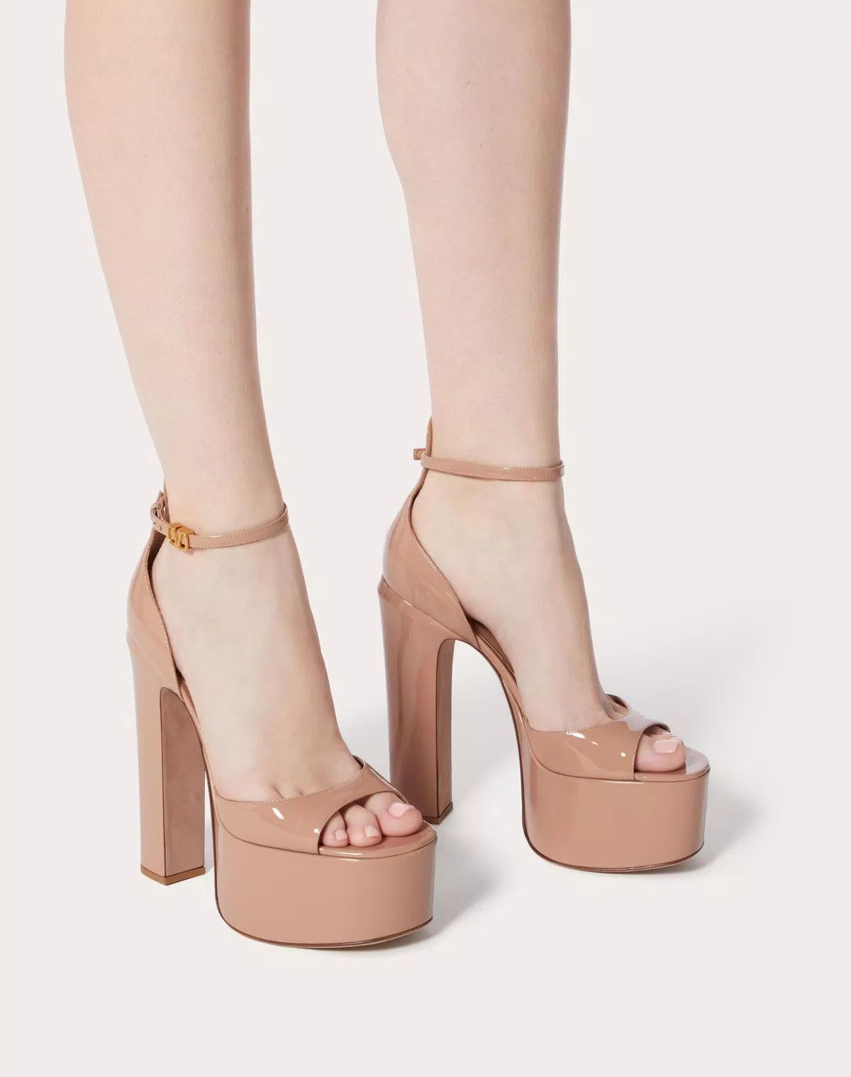 Valentino o1s1wg110426 Tan-Go Patent Leather Platform 155mm Sandals Size US 11 / IT 41 - 5 Thumbnail