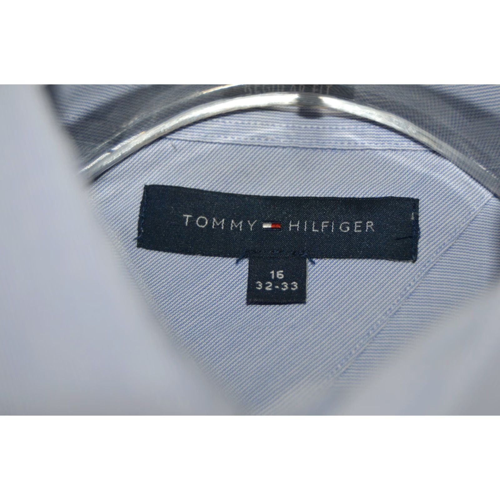 Tommy Hilfiger Tommy Hilfiger Men's L/S Blue Dress Shirt SZ 16 32-33 - Button-Up, Long Sleeve, Regular Size, Blue, Solid, Classic Theme, Mens Shirt Size 42R - 4 Thumbnail