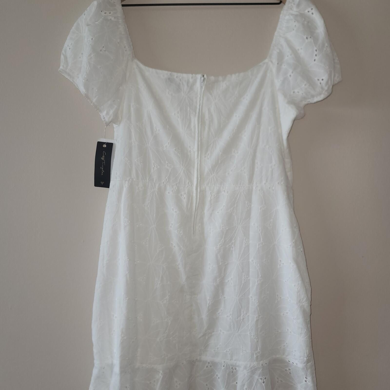 Other City Triangles White Eyelet Mini Dress NWT SZ 19 Cotton Size XL / US 12-14 / IT 48-50 - 8 Thumbnail