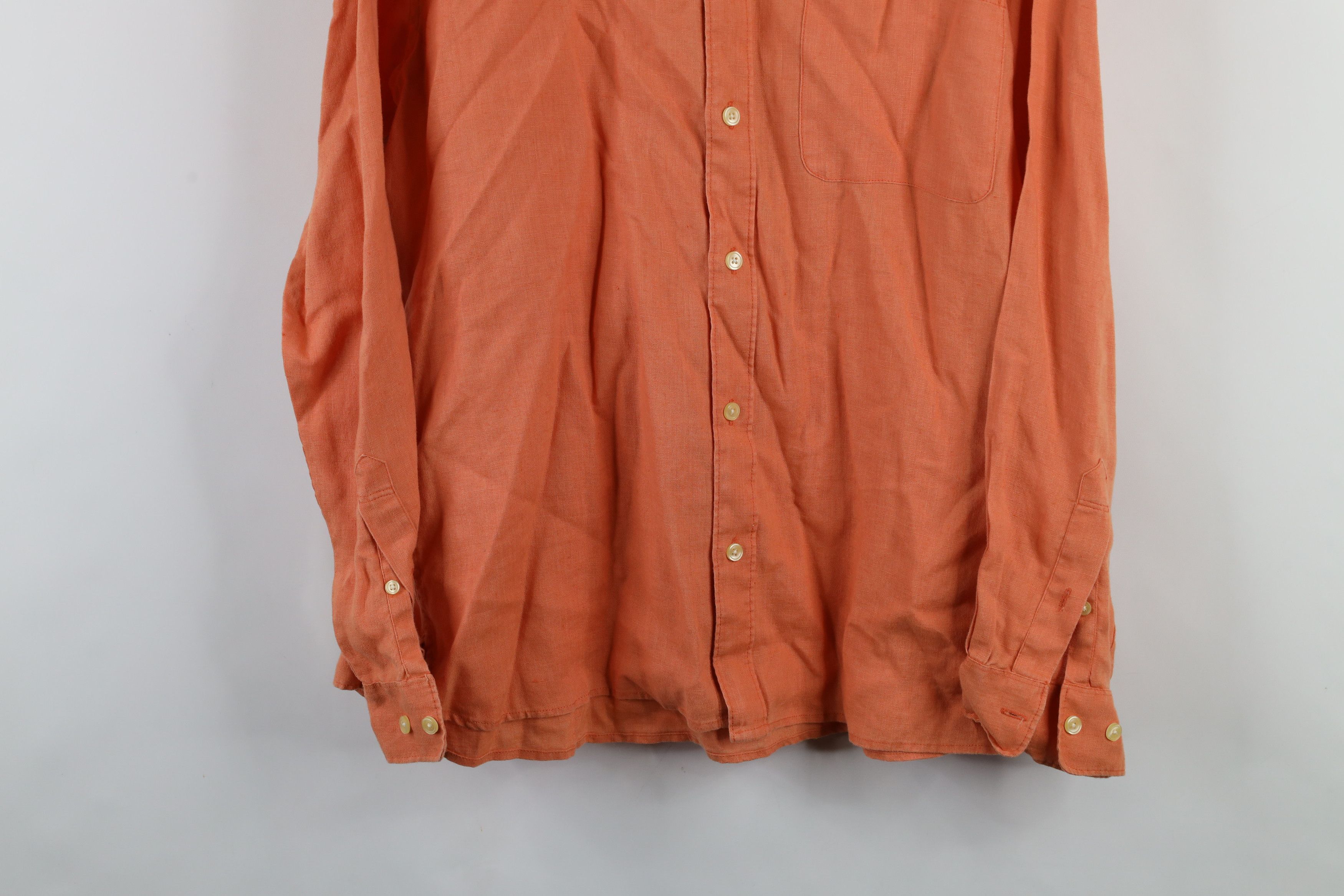 Gap × Vintage Vintage 90s Gap Faded Linen Collared Button Shirt Orange Size US M / EU 48-50 / 2 - 3 Thumbnail