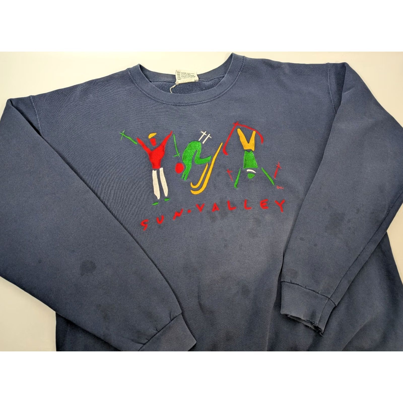 Vintage Vintage SGT. LEISURE Sweatshirt Mens M Navy Ski Graphic Pullover 90s Boys Womens? (no) Size US M / EU 48-50 / 2 - 2 Thumbnail
