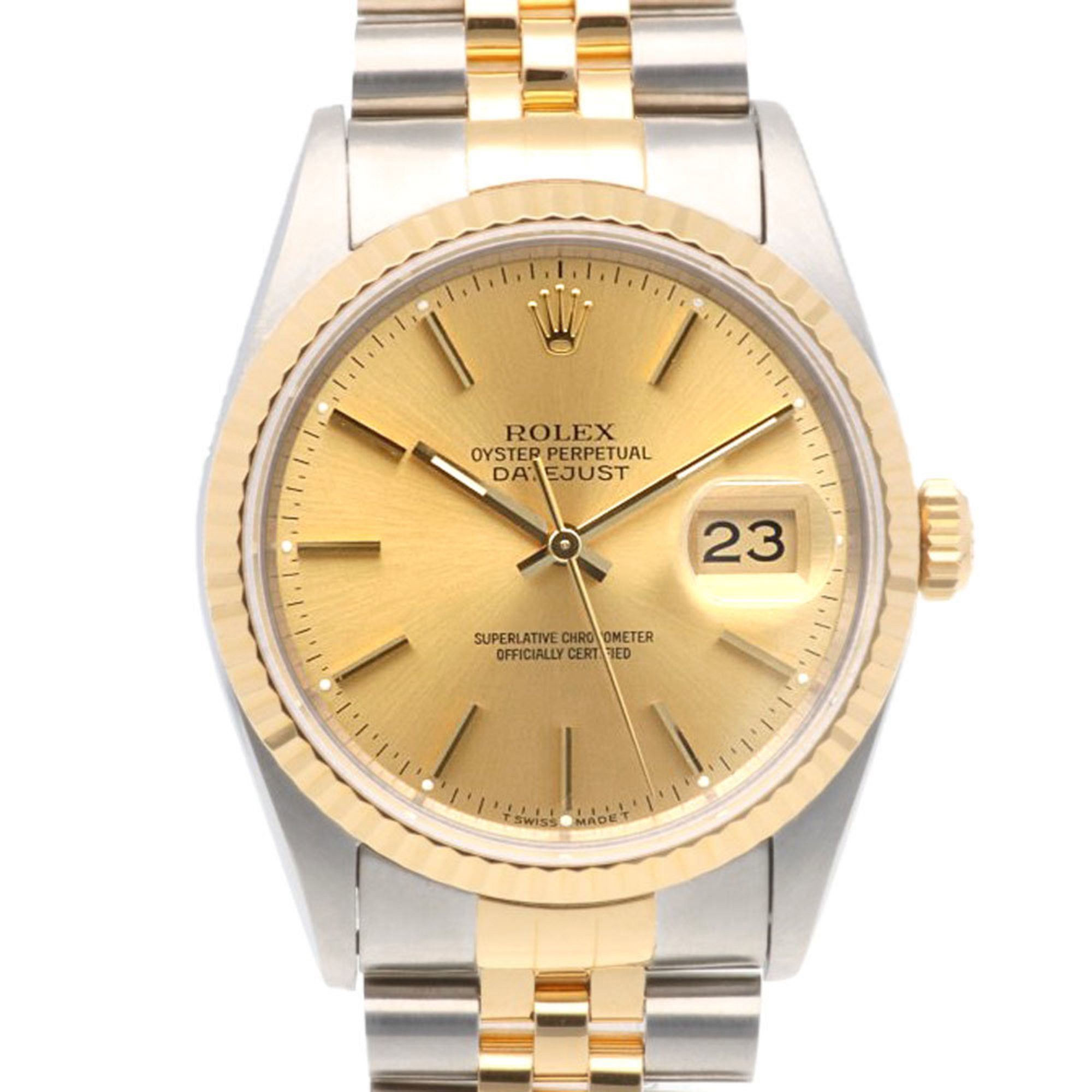 Rolex Datejust Oyster Perpetual Watch Stainless Steel 16233 Automatic Men's Rolex W Serial 1994-1995 Manufacturer Overhauled in Gold
