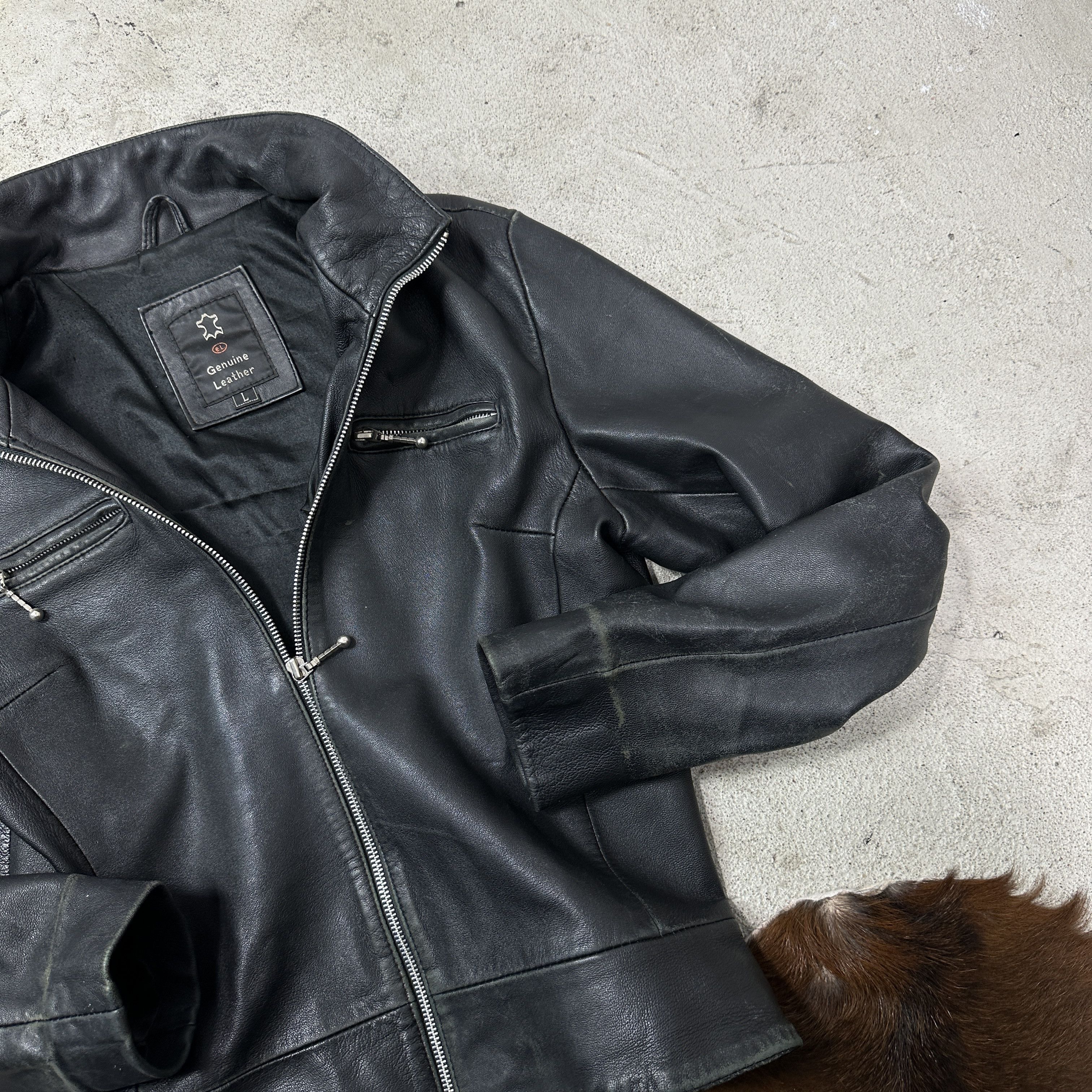 Vintage Vintage Leather Biker Moto Grunge Fitted Jacket 00s Size US L / EU 52-54 / 3 - 5 Thumbnail