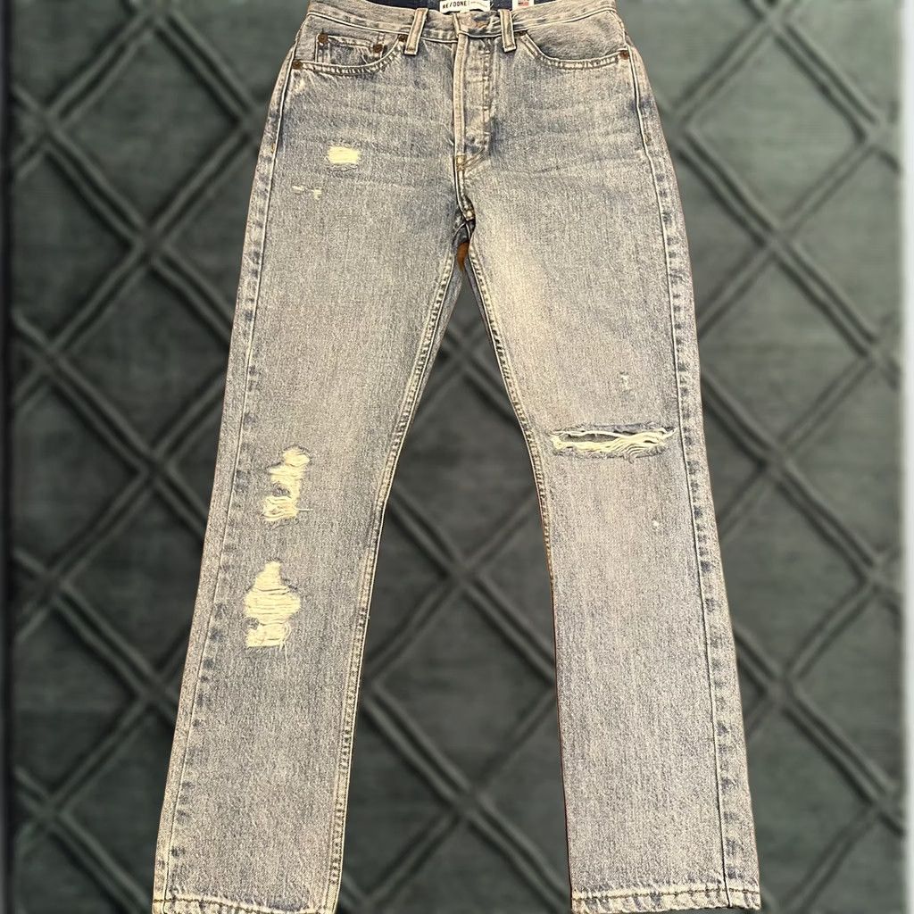 RE/DONE RE/DONE Denim Originals High Rise Light Wash Jeans 24 Blue Straight Womens Regular 27in Waist 28in Inseam Size 42" / US 20 - 1 Thumbnail