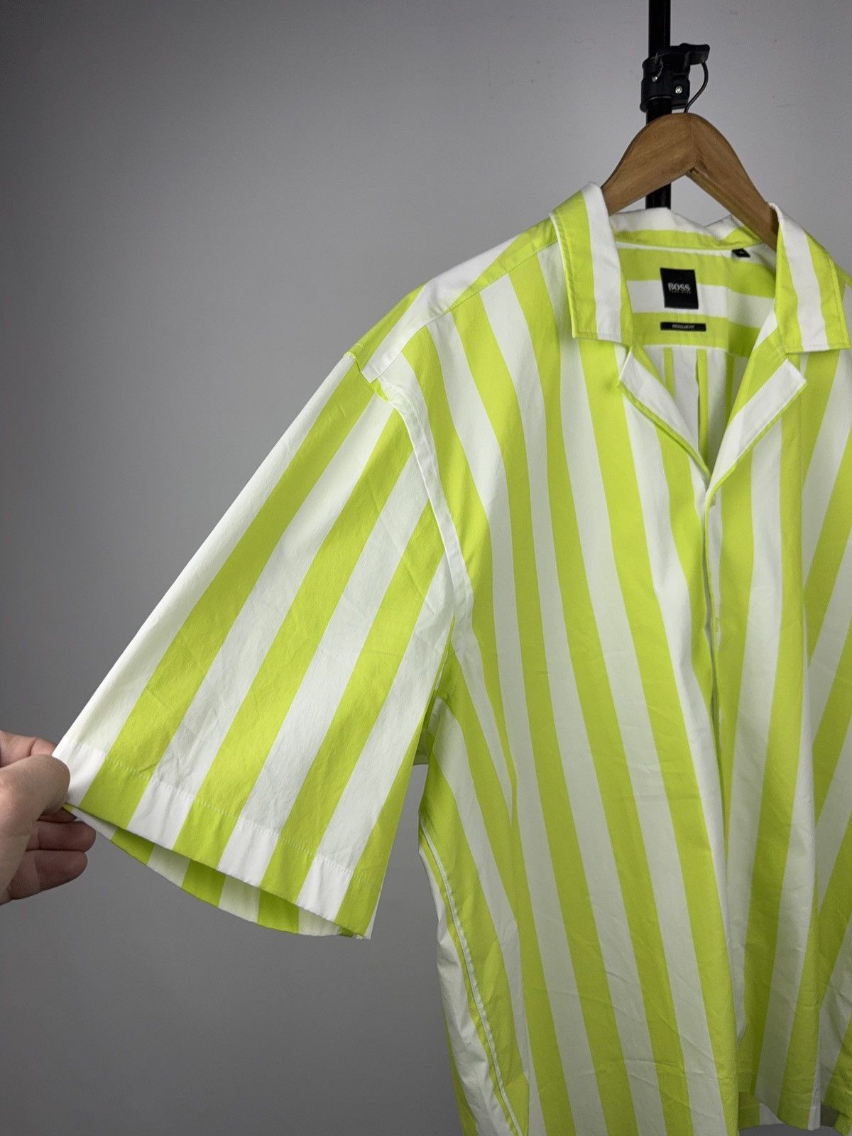 Hugo Boss Luxury 00s BOSS Hugo Boss Lollo Stripe Shirt XL Neon Size US XL / EU 56 / 4 - 5 Thumbnail