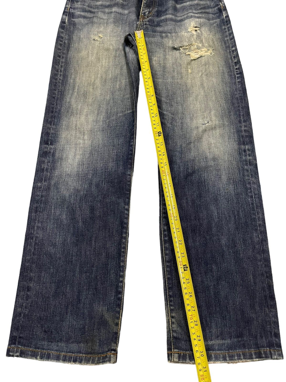 Sugar Cane Vintage Japanese Brand Blue Wash Distress Baggy Jeans Size US 32 / EU 48 - 11 Thumbnail