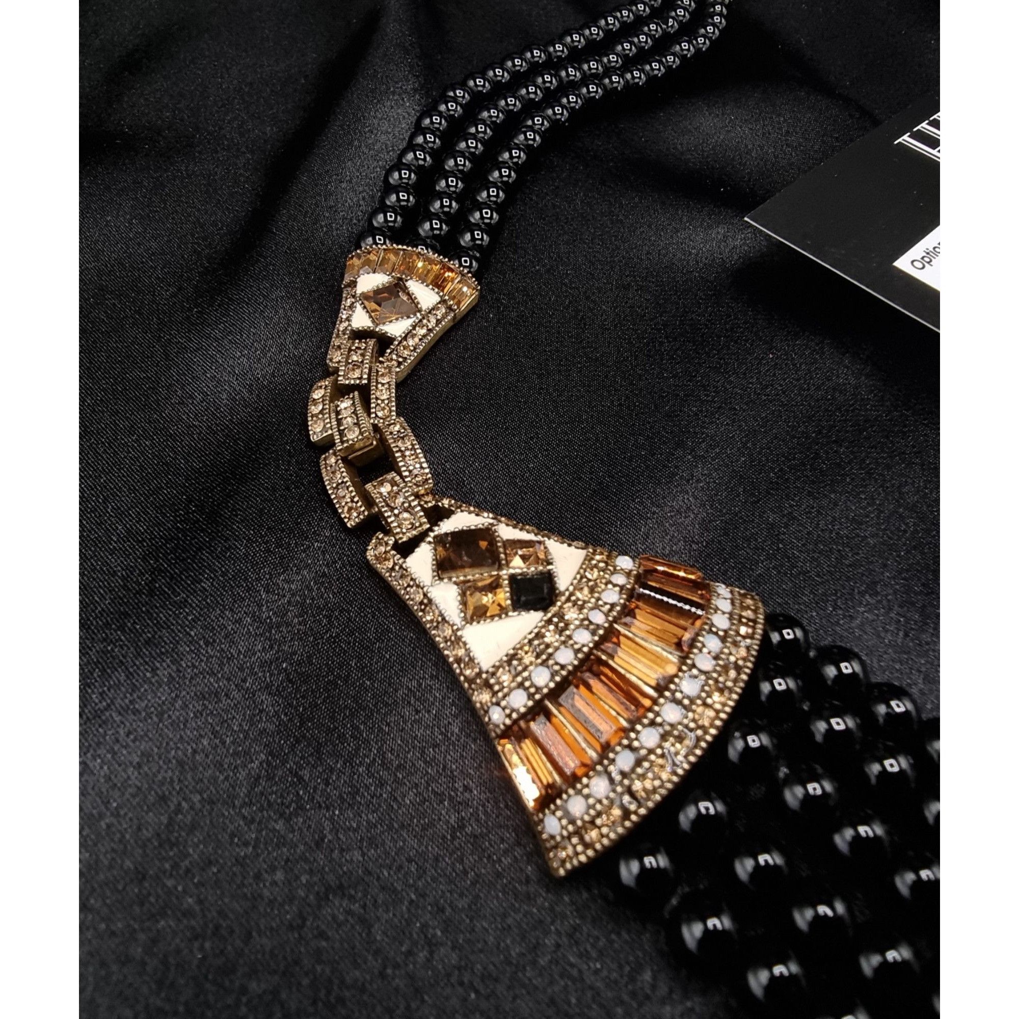 Vintage Heidi Daus Multi-Strand Black Beaded Necklace With Ornate Cr Size ONE SIZE - 5 Thumbnail