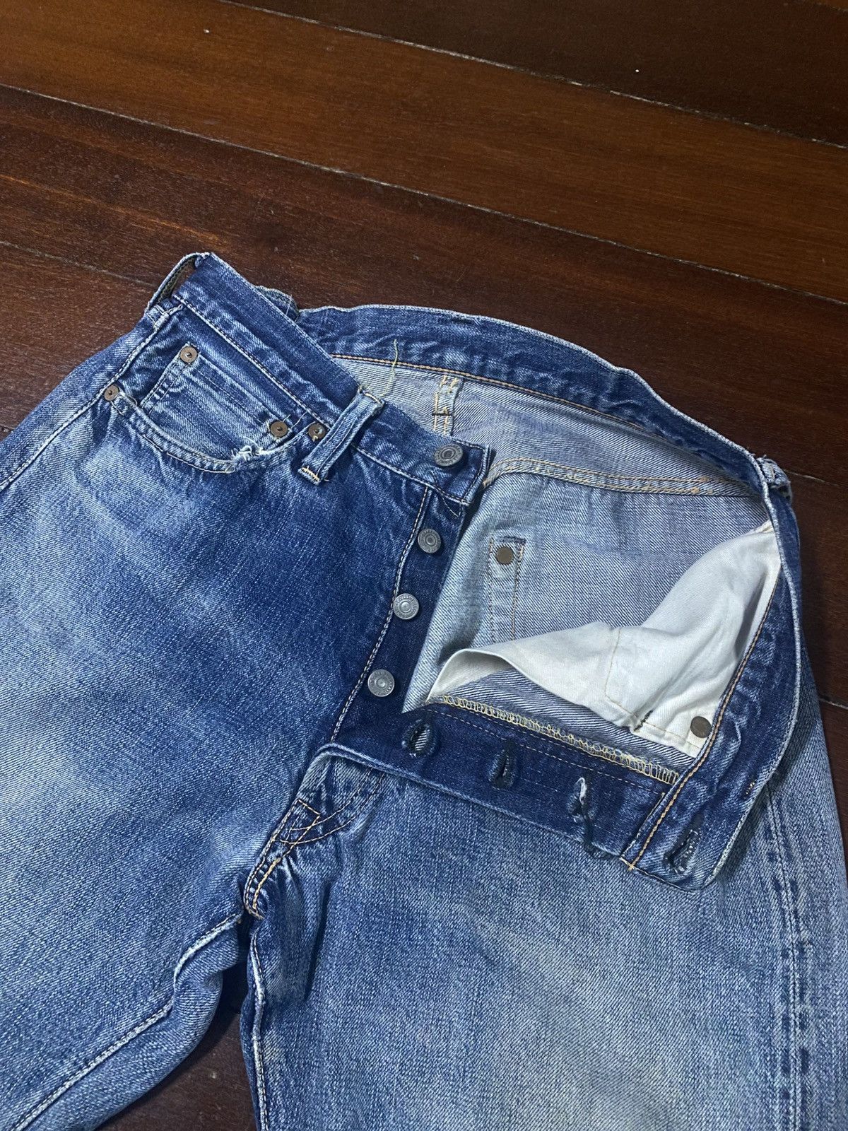 Full Count & Co. vintage full count selvedge distressed mud wash denim pants Size US 30 / EU 46 - 11 Thumbnail