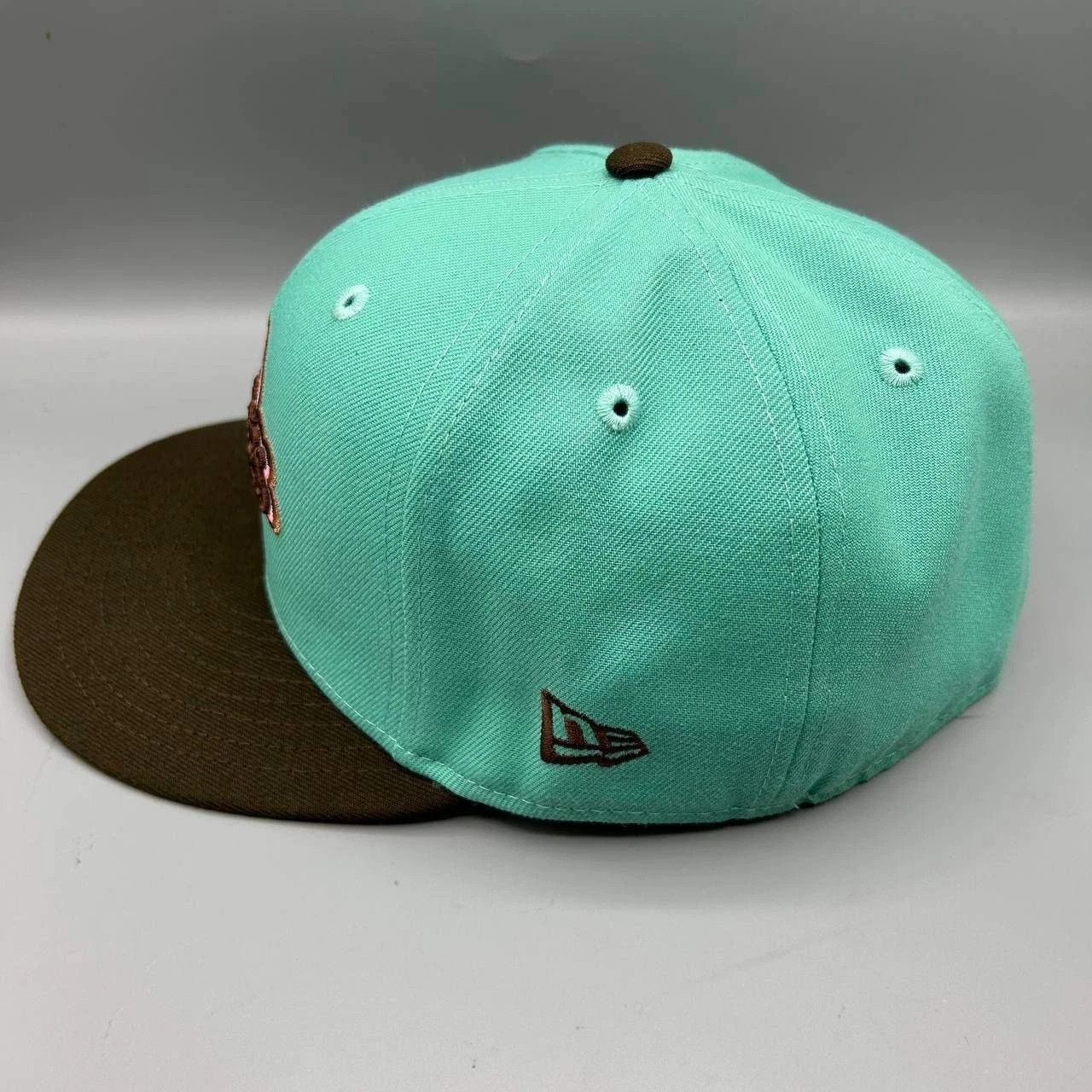 New Era Milwaukee Brewers Hat Men 7 3/8 Blue Brown MLB Fitted Cap Size ONE SIZE - 6 Thumbnail