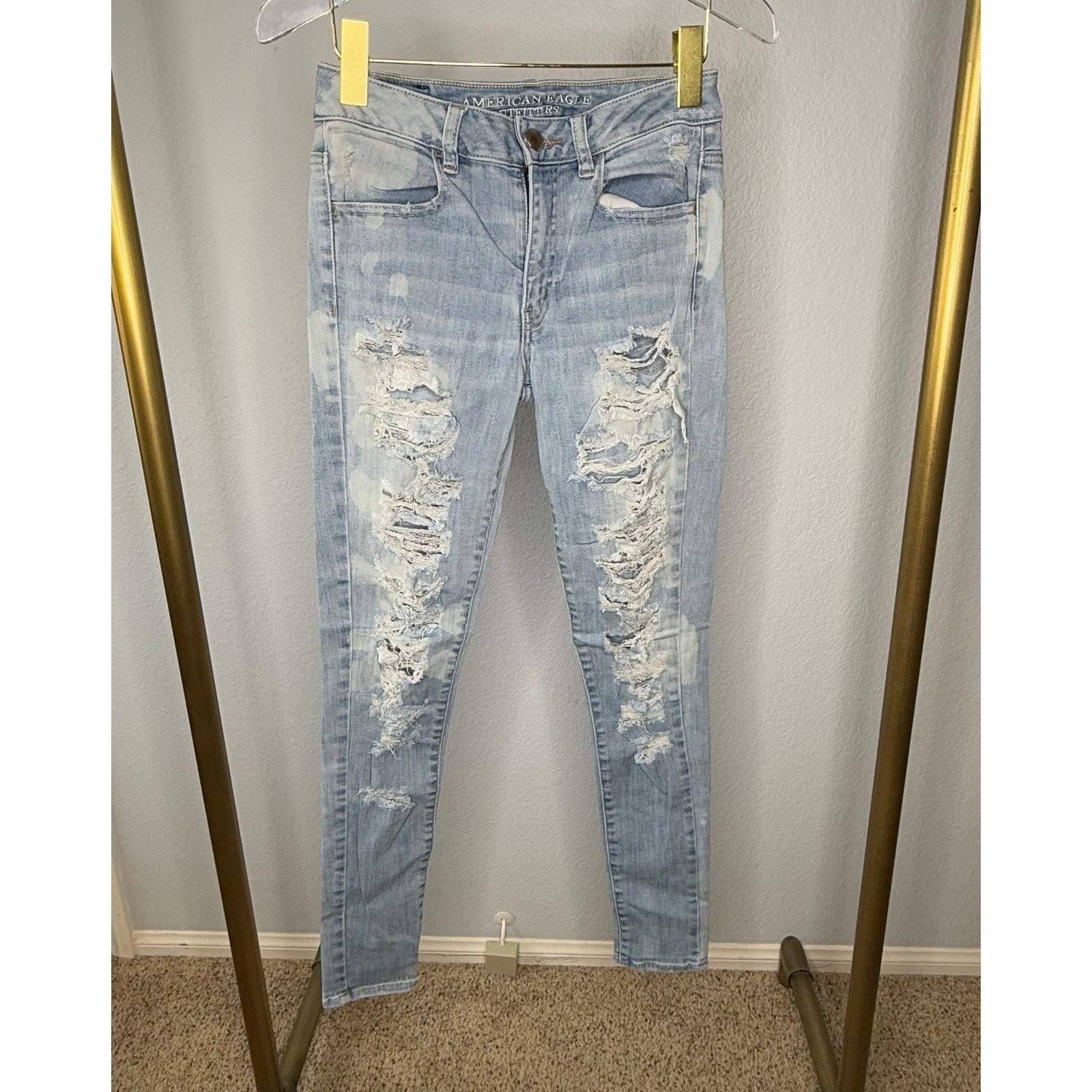 American Eagle Outfitters American Eagle Women's Distressed Hi Rise Stretch Jeggings Size 26" / US 2 / IT 38 - 1 Thumbnail