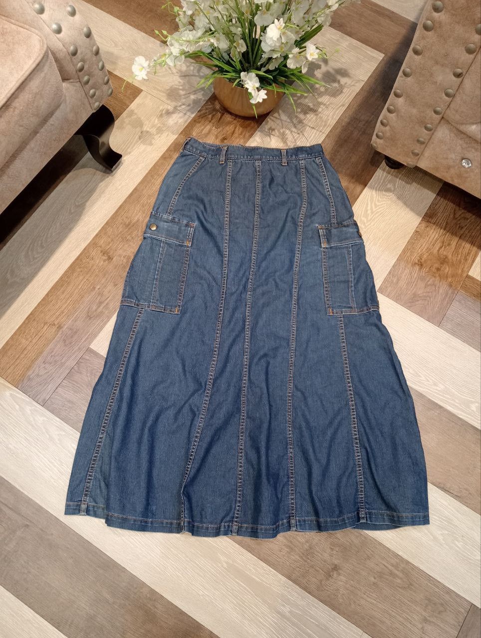 Tricot Comme des Garcons TRICOT COMME DES GARCONS CARGO-STYLE MAXI BLUE DENIM SKIRT Size 28" / US 6 / IT 42 - 4 Thumbnail