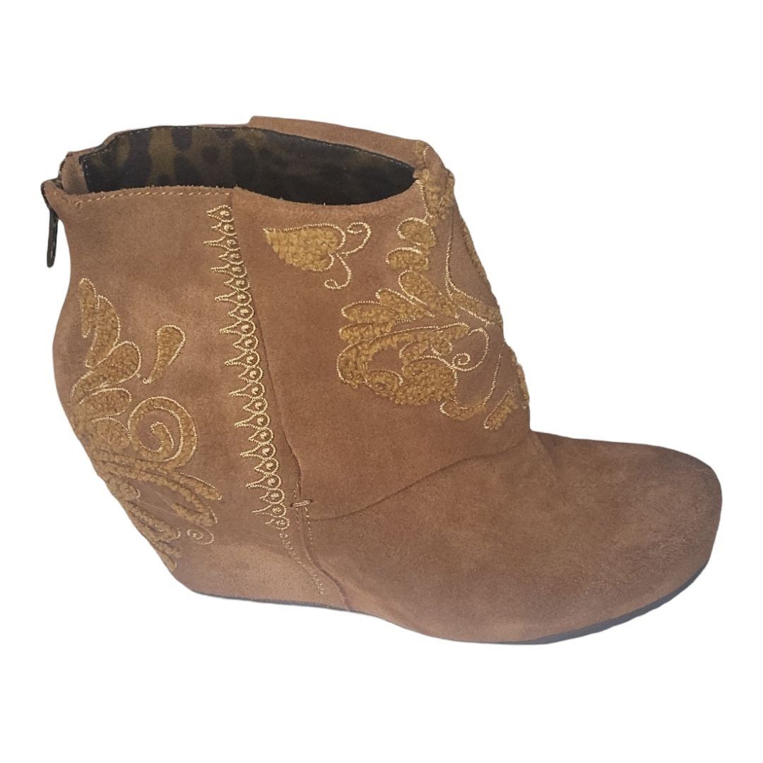 Poeme Bohemian OTBT Ankle Boots Women Sz 7 Tan Leather Ringold Embroidered Size US 7 / IT 37 - 1 Thumbnail