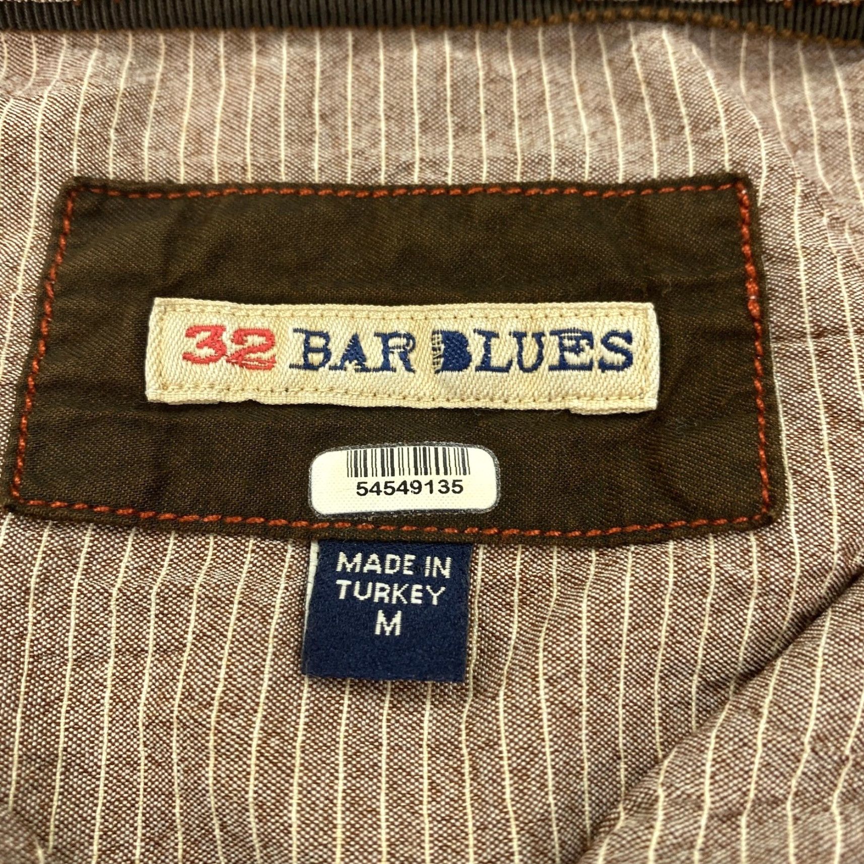 Vintage 32 Bar Blues Button-Up Shirt Mens Medium Brown Striped Long Sleeve Pocket Music Note Casual Size US M / EU 48-50 / 2 - 5 Thumbnail