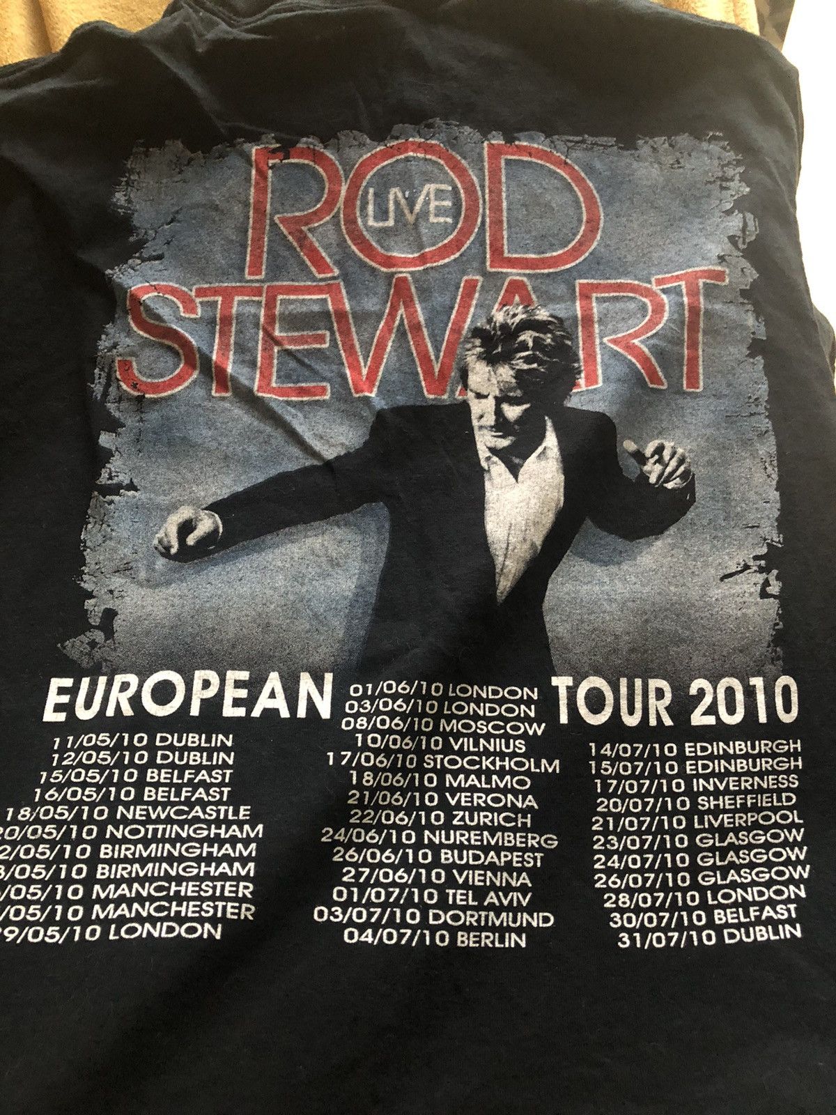 Band Tees × Vintage ROD STWEART 2010 EURO TOUR TEE SHIRT Size US M / EU 48-50 / 2 - 3 Thumbnail