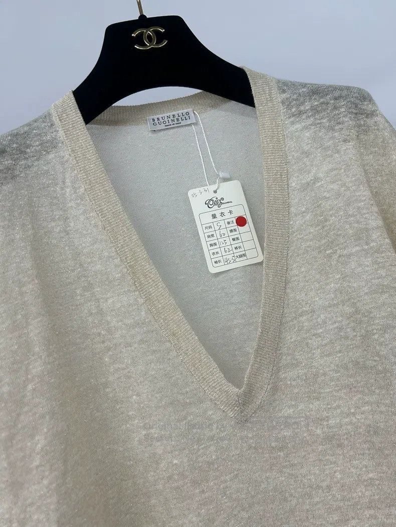 Brunello Cucinelli Brunello Cucinelli V-neck knitted top Size S / US 4 / IT 40 - 3 Thumbnail