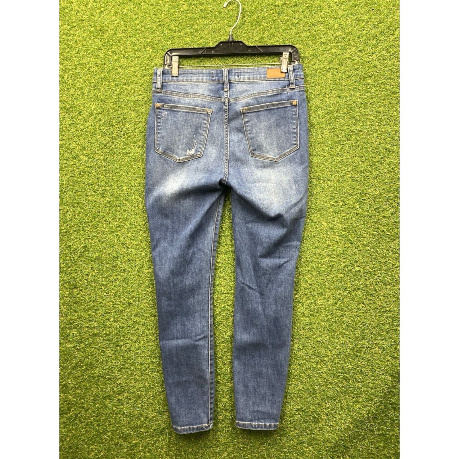 Vintage Judy Blue Jeans Womens Skinny 7/28 Buffalo Plaid Distressed Holes Stretch Denim Blue 28 Inseam 5-Pocket Logo Casual Mens? Size 28" / US 6 / IT 42 - 2 Thumbnail