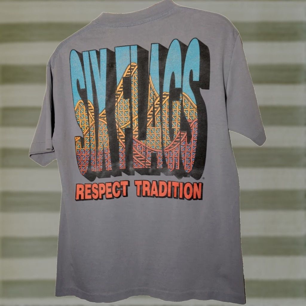 Vintage VINTAGE Six Flags Shirt S/M Blue Cotton Short Sleeve Crew Neck Regular Men Six Flags T Shirt Size US S / EU 44-46 / 1 - 1 Thumbnail