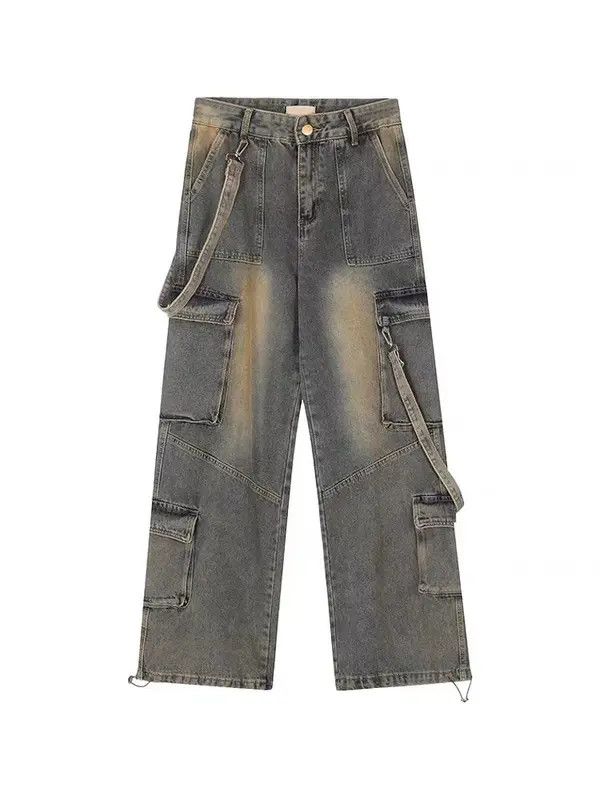 VIBE Retro Yellow Mud-Dye Distressed Pocket Cargo Jeans Size US 32 / EU 48 - 5 Thumbnail